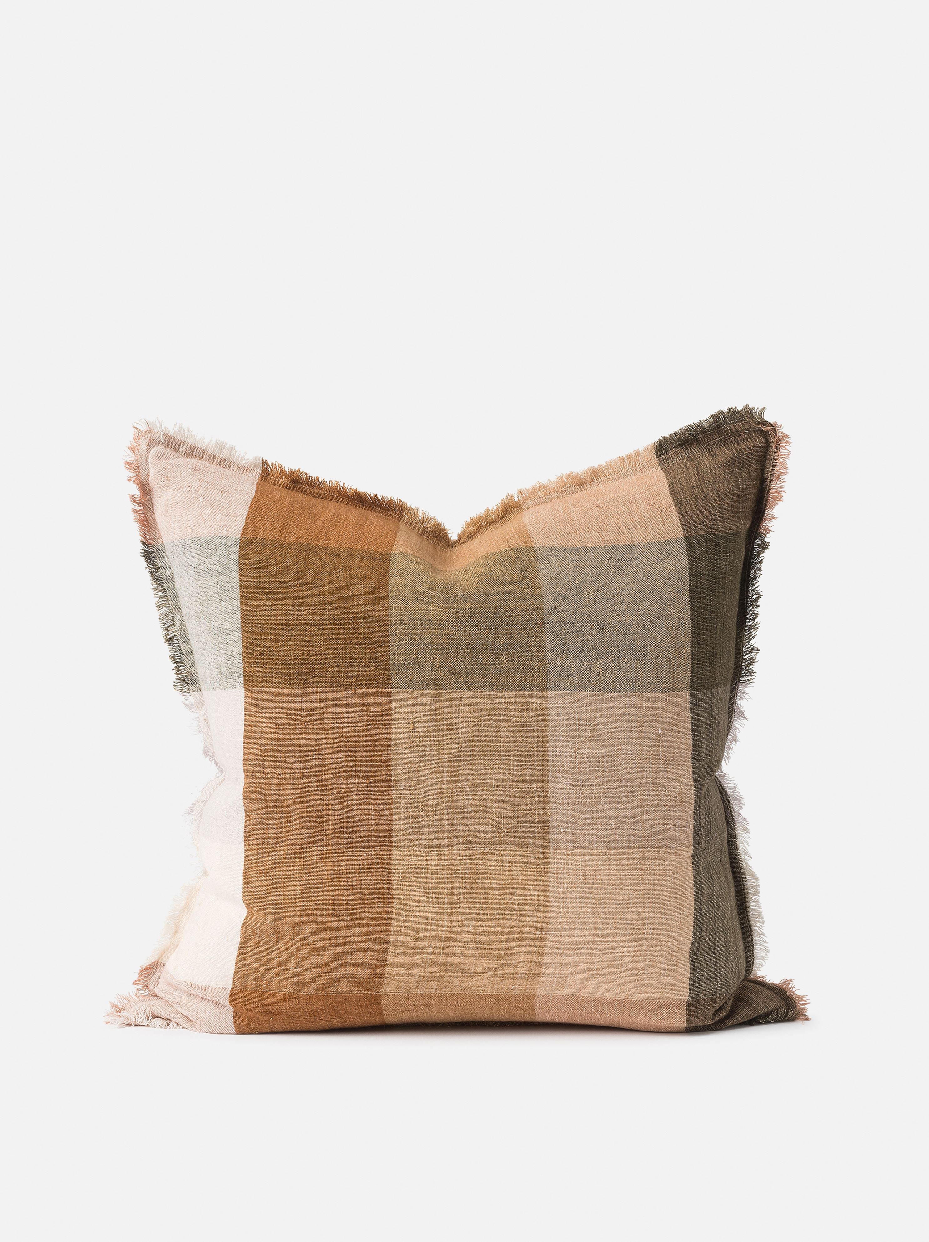 Casa Linen Cushion Cover Pickle/Multi / 21.65"L x 21.65"W