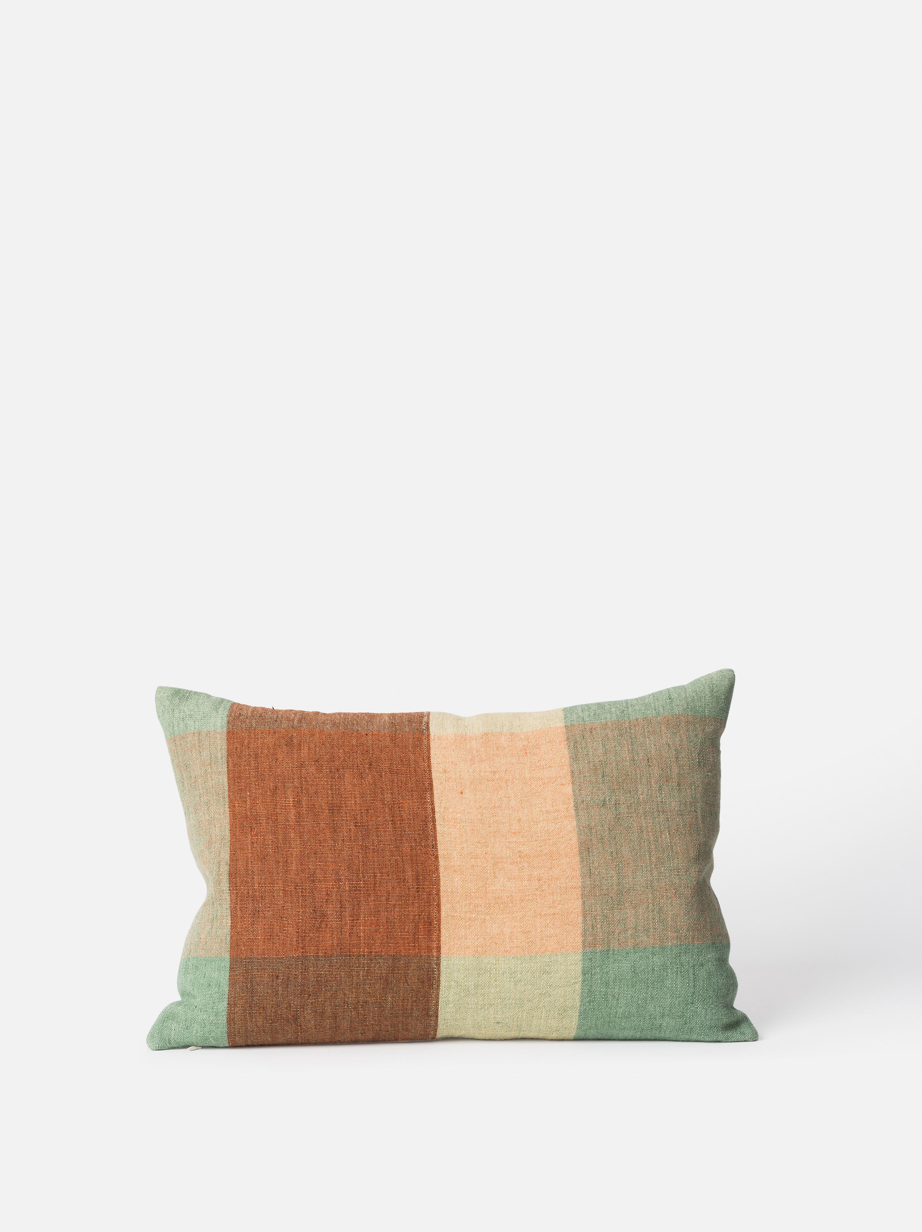 Clyde Handwoven Linen Cushion Cover Pea/Multi / 19.68"L x 11.81"W