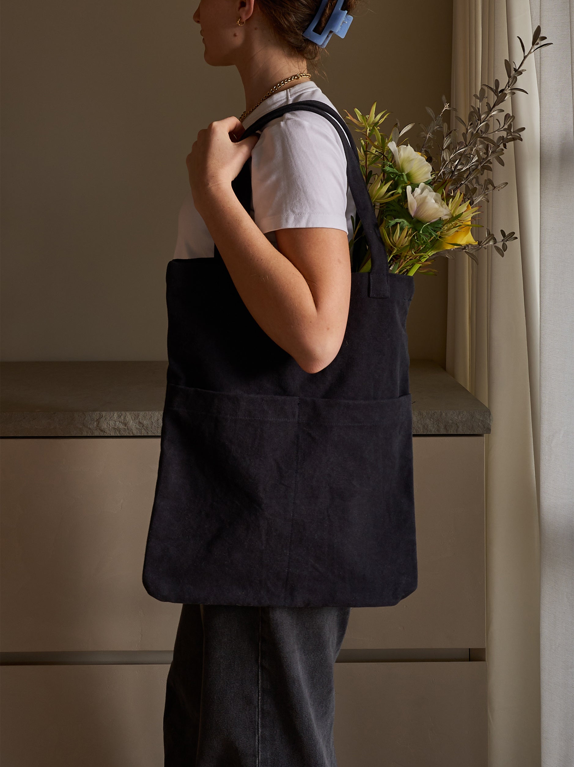 Canvas Tote Blue Black / One Size