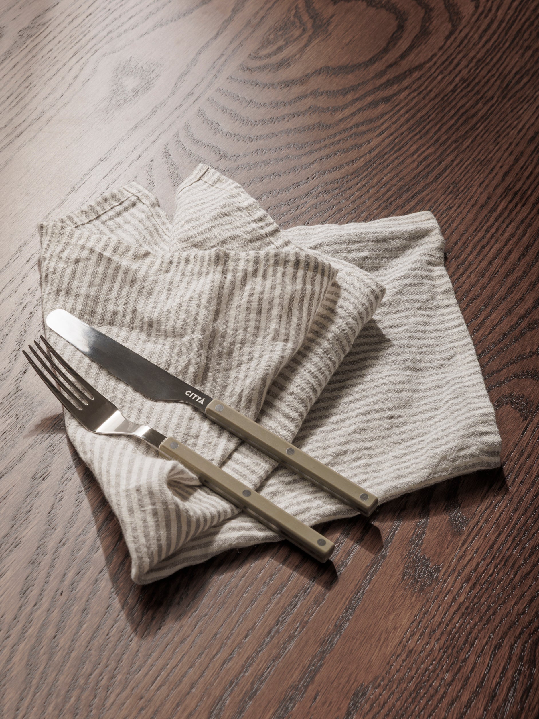 Pinstripe Linen Tablecloth Pepper/Chalk / 61.02"L x 106.29"W
