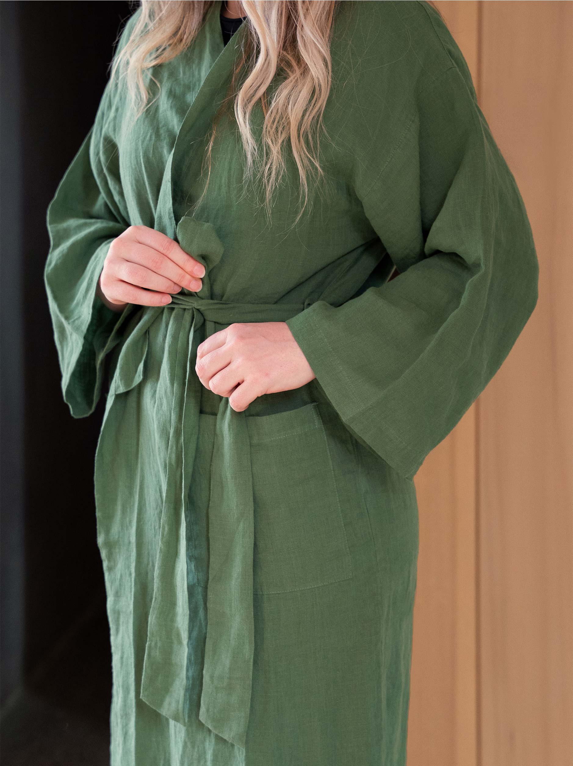 Spearmint Linen Robe Spearmint / Large