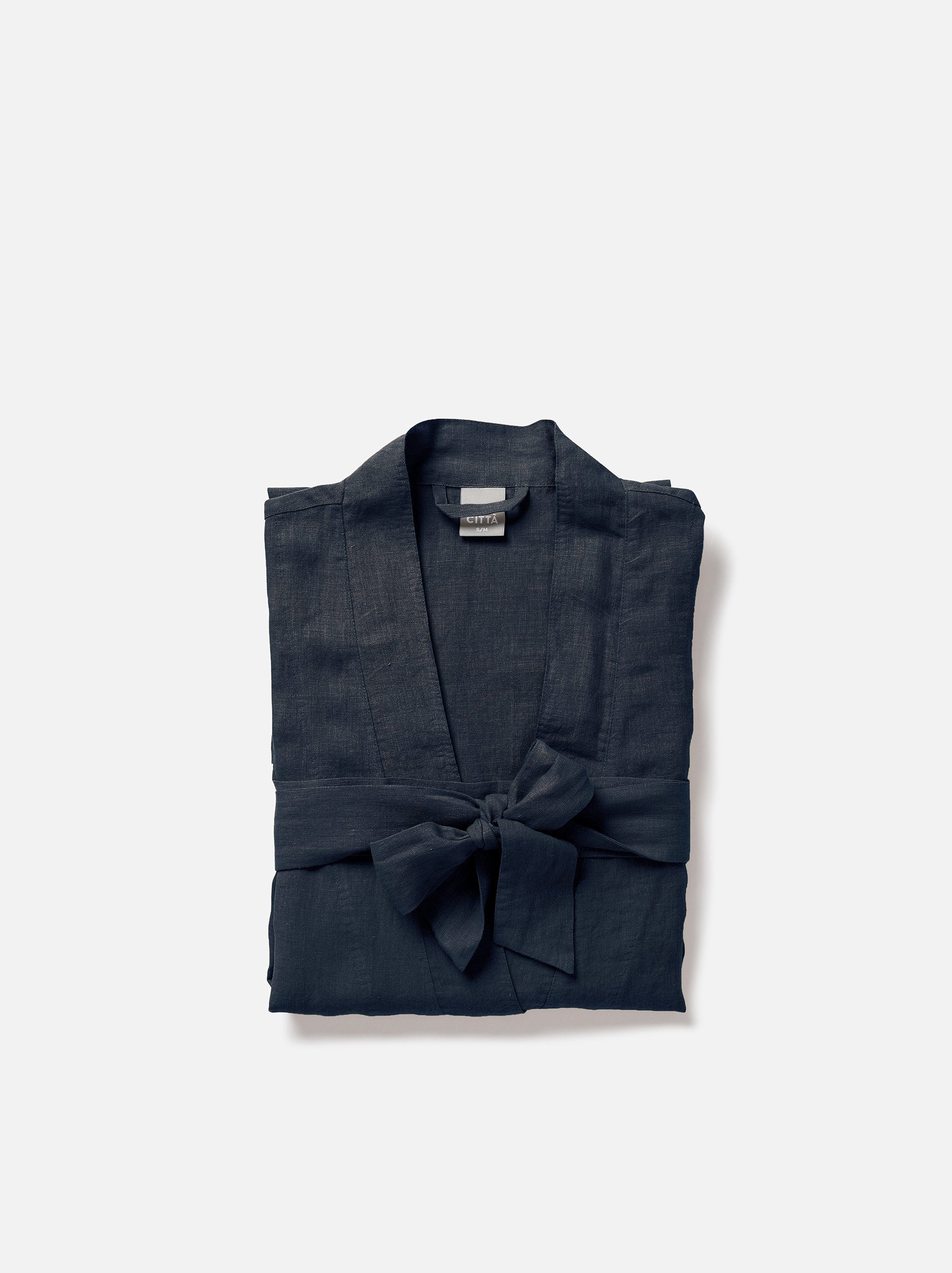 Blue Black Womens Linen Robe Blue Black / Large