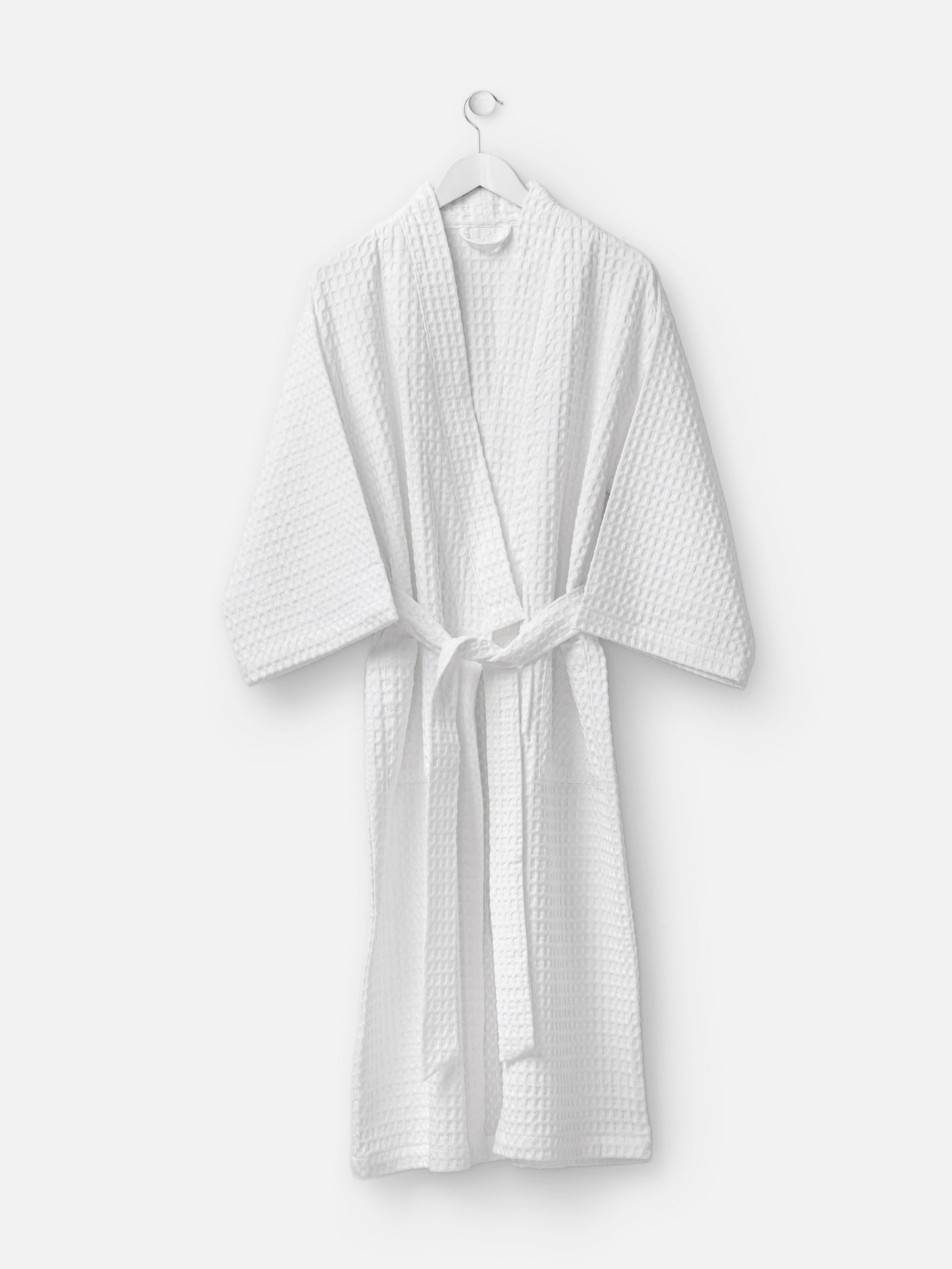 Waffle Organic Cotton Mens Bath Robe White / Small/Medium
