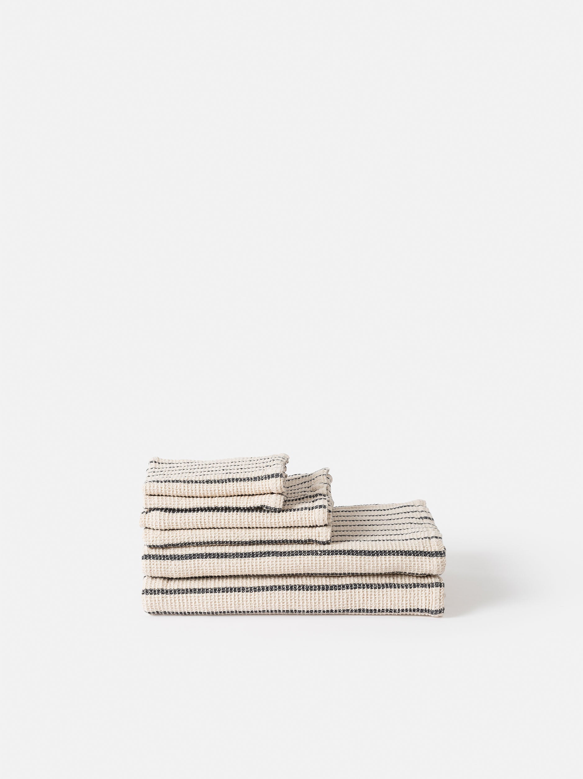 Stripe Waffle Hand Towel Natural/Navy / Hand Towel