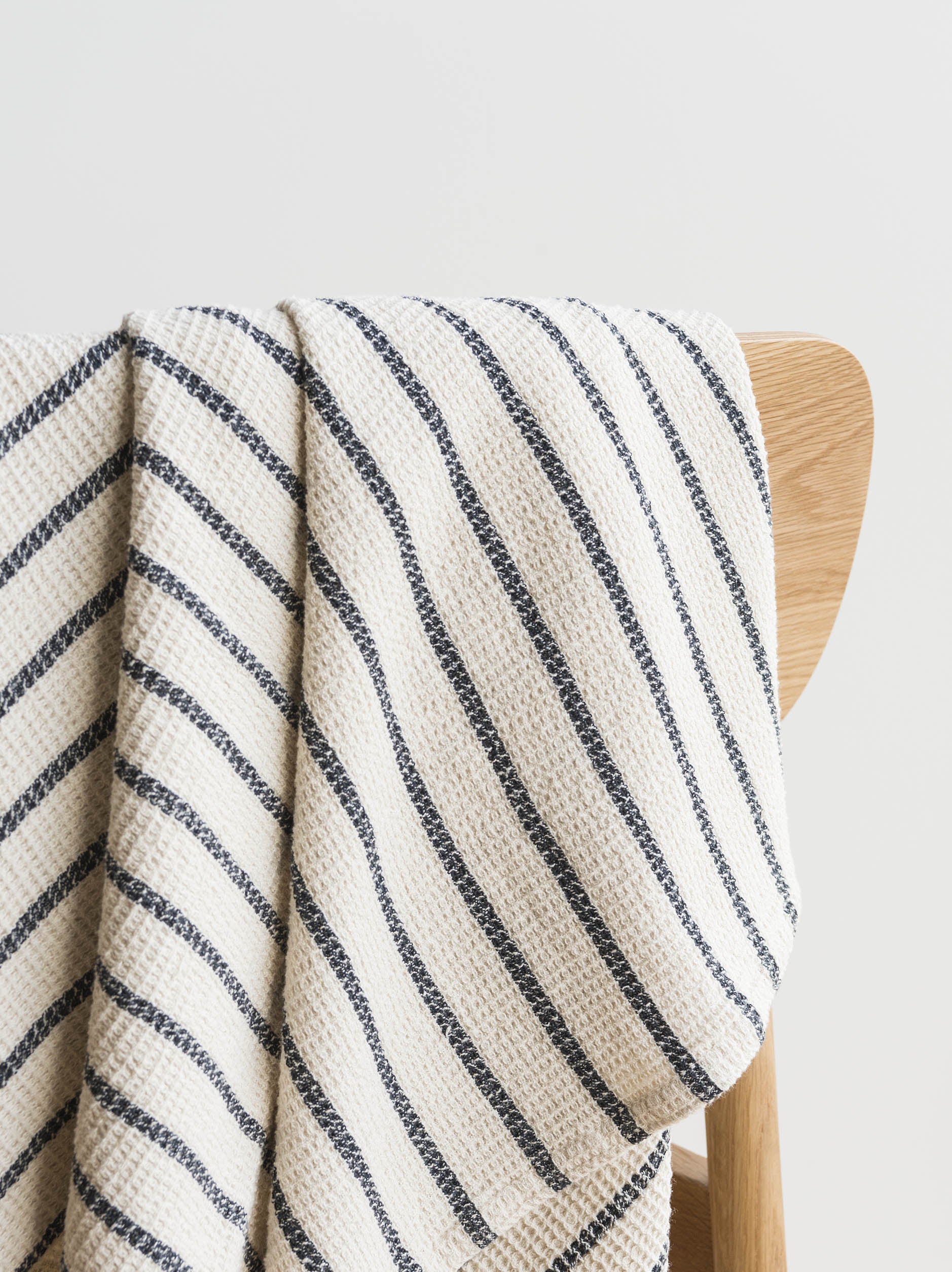 Stripe Waffle Hand Towel Natural/Navy / Hand Towel