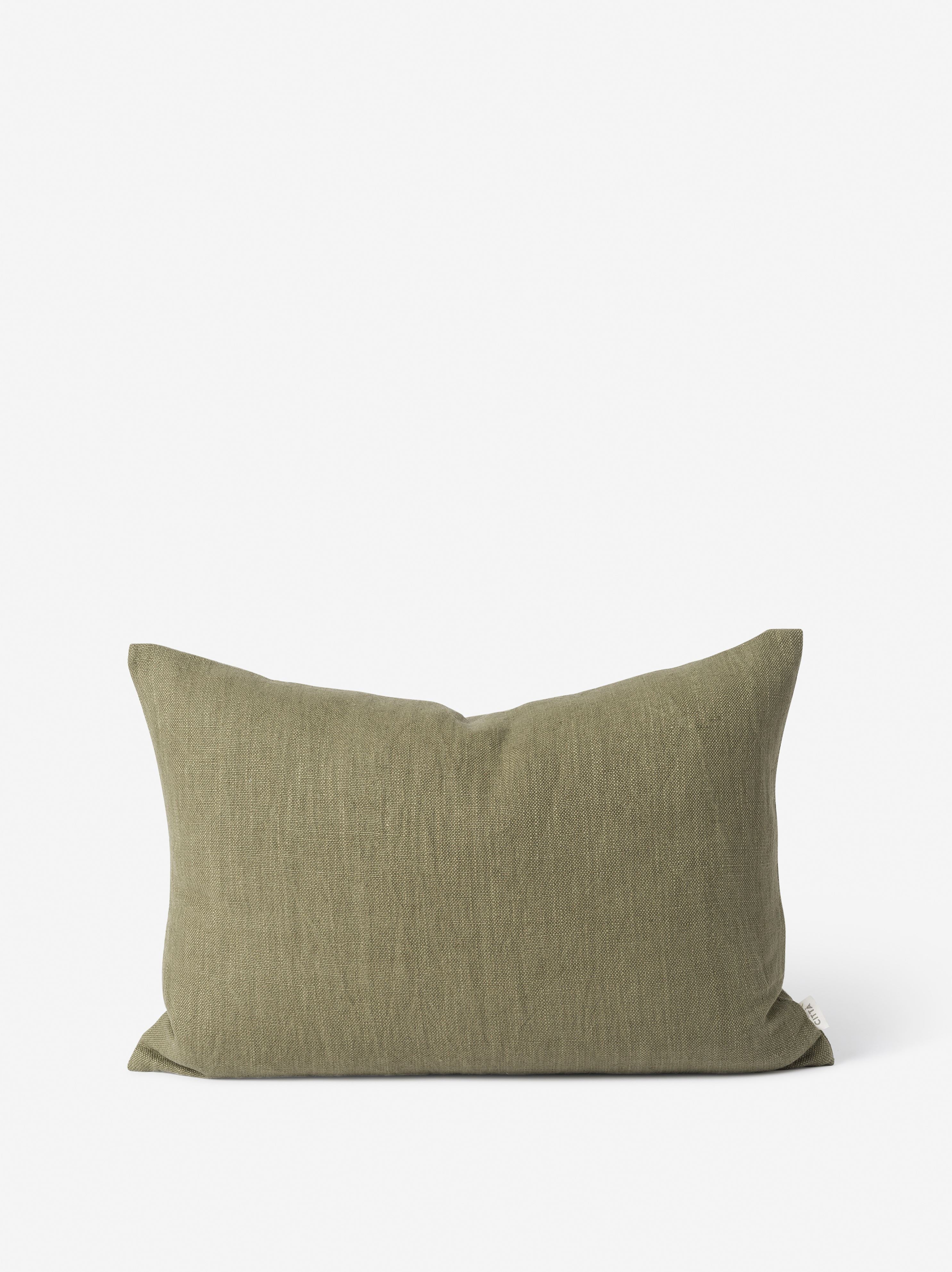 Linen Cotton Cushion Cover Thyme / 23.62"L x 15.74"W