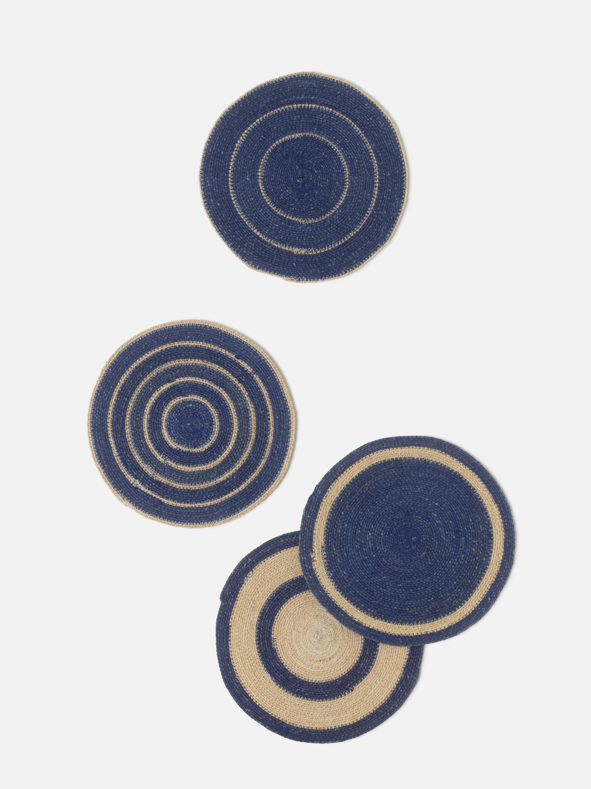 Agora Woven Placemat Set/4 Cobalt/Natural / 13.38"dia