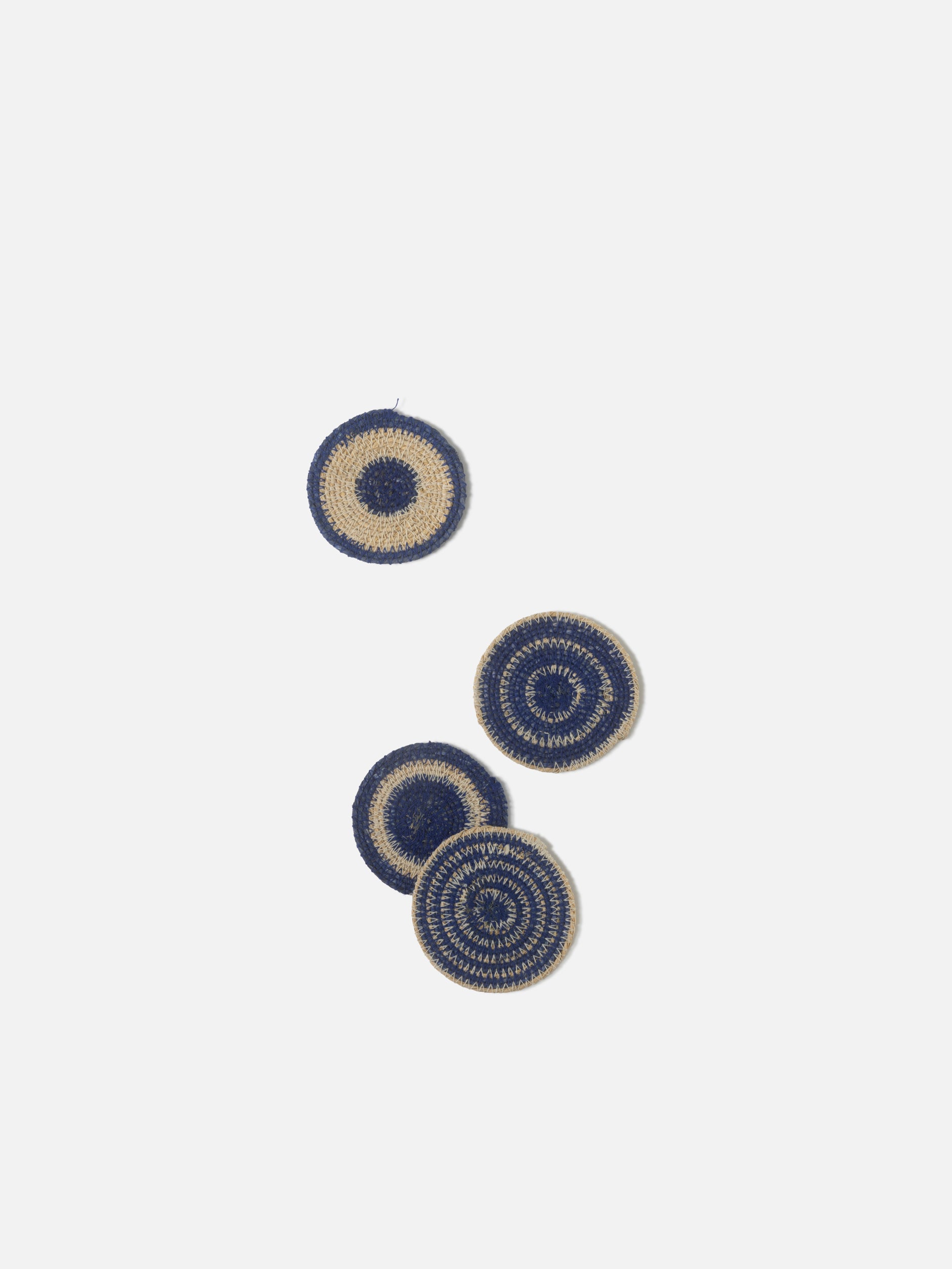 Agora Woven Coaster Set/4 Cobalt/Natural / 3.93"dia