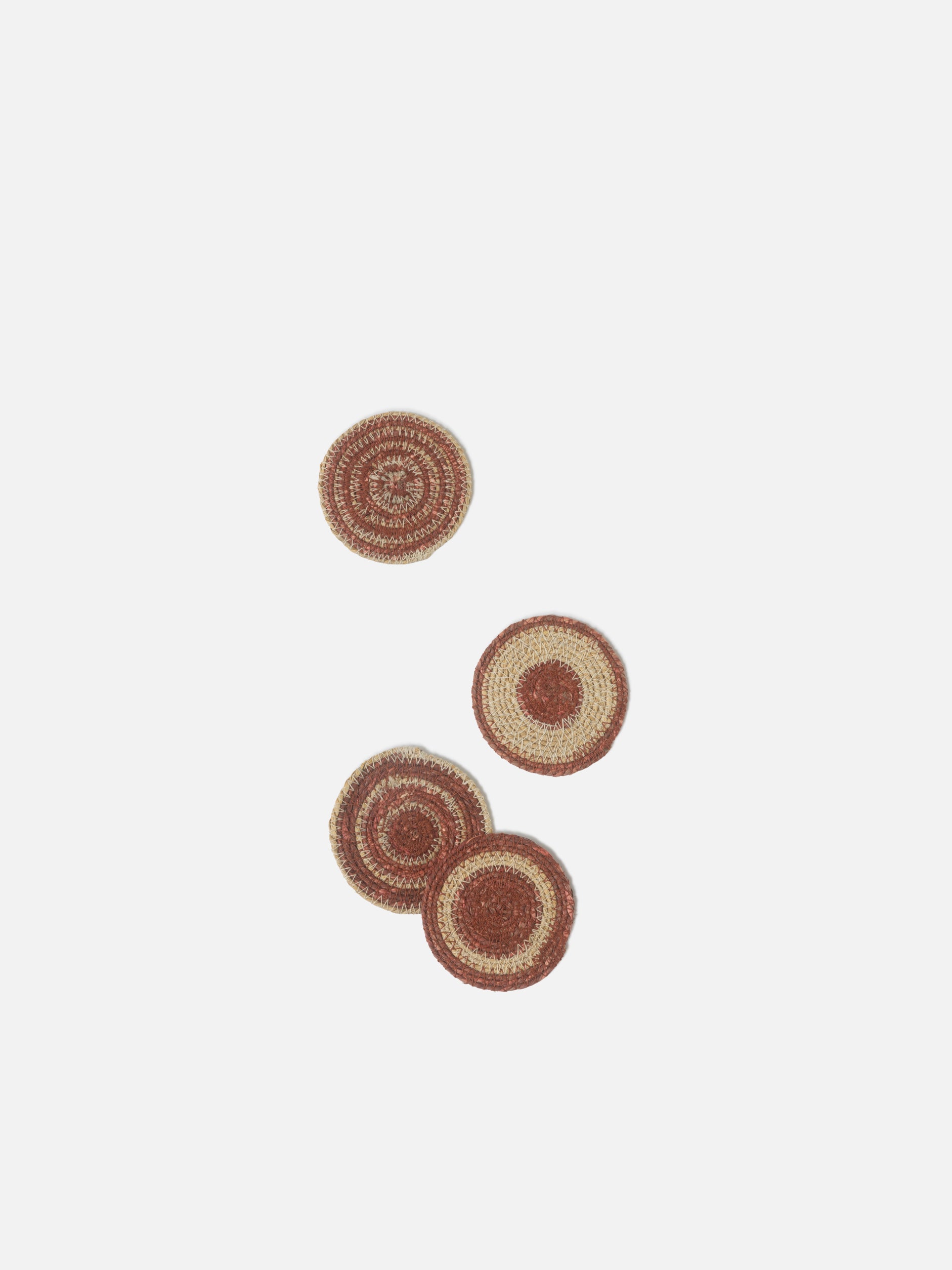 Agora Woven Coaster Set/4 Cherry/Natural / 3.93"dia