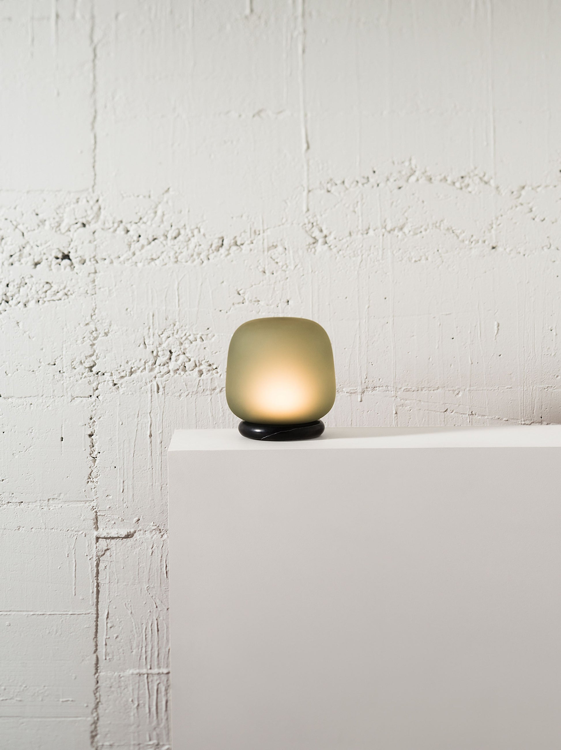 AB Table Lamp Frosted Smoke Grey/Green / 8.89"dia x 8.42"h