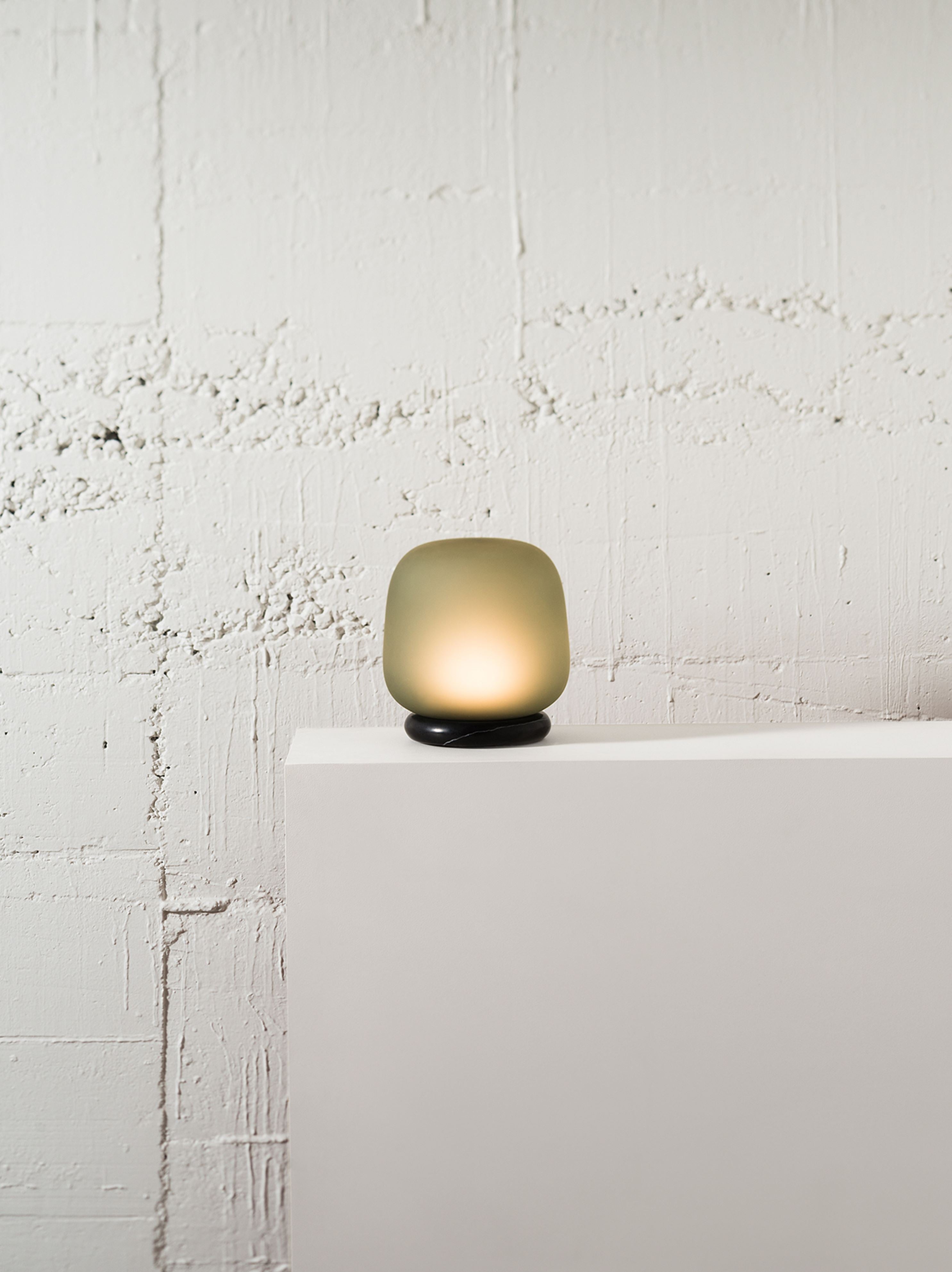 AB Table Lamp Frosted Smoke Grey/Green / 8.89"dia x 8.42"h