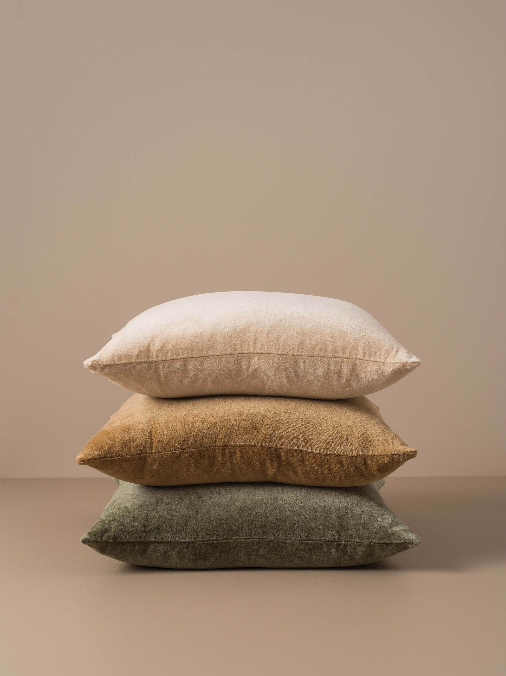 Cotton Velvet Cushion Cover Sage / 21.65"L x 21.65"W