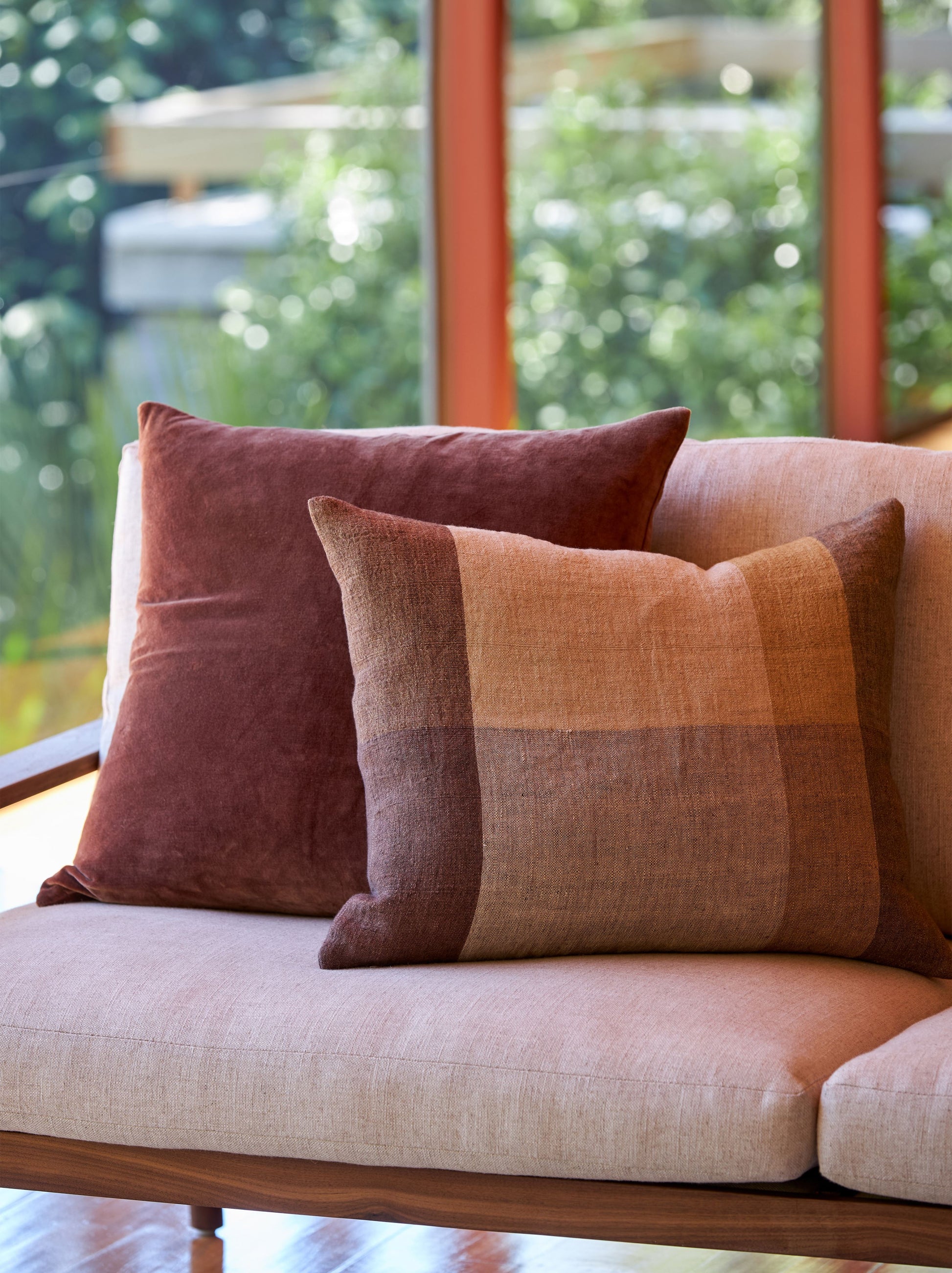 Cotton Velvet Cushion Cover Brick / 21.65"L x 21.65"W