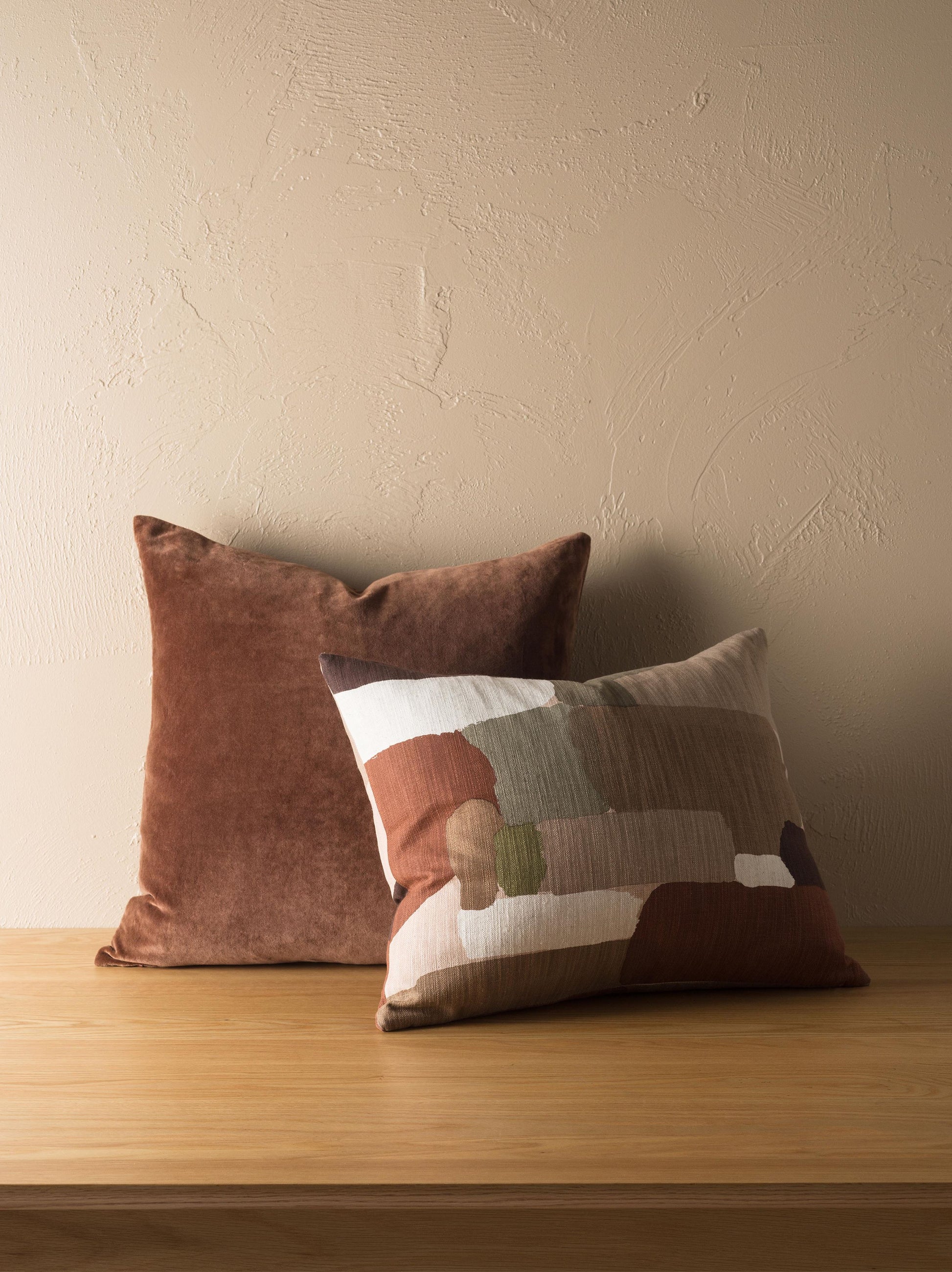 Cotton Velvet Cushion Cover Brick / 21.65"L x 21.65"W