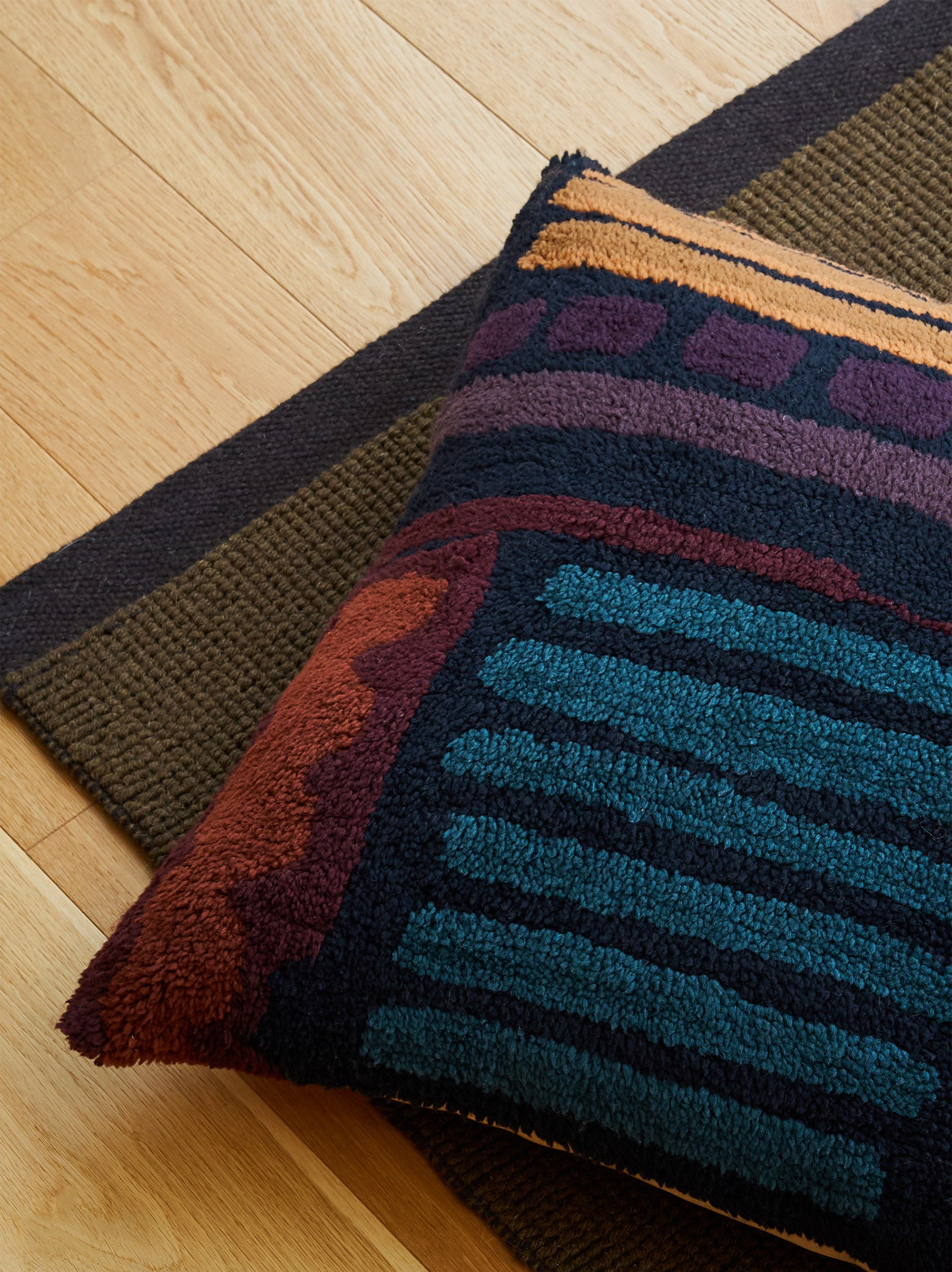 Magnus Woollen Floor Cushion Cover Multi / 25.60"L x 25.60"W