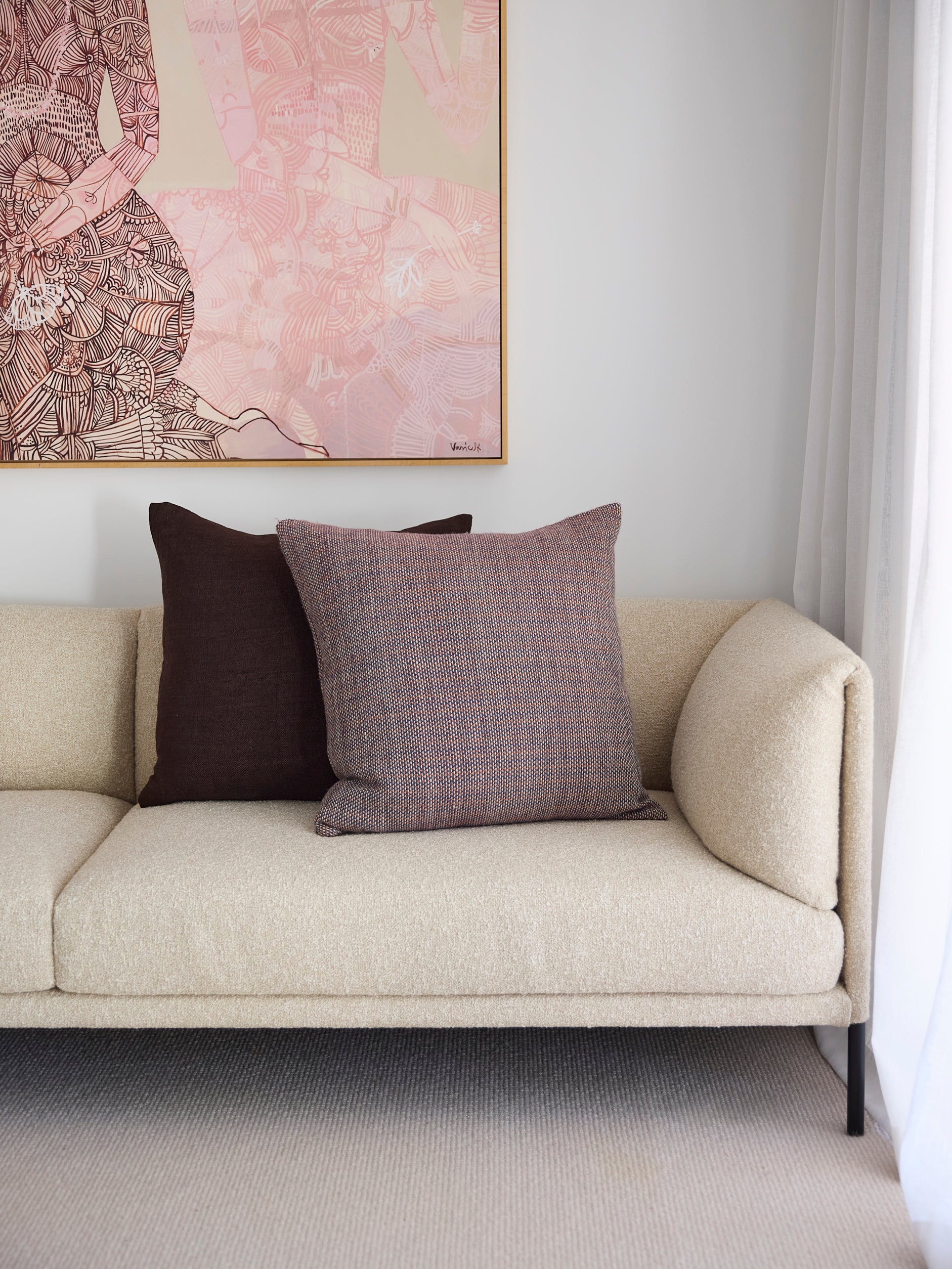 Misto Cushion Cover Navy/Persimmon / 23.62" x 23.62"