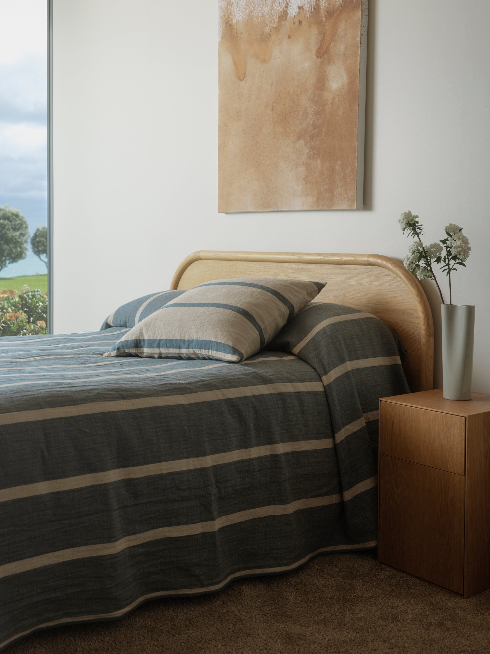 Carnival Euro Cushion Natural/Air Force Blue / European Pillowcase
