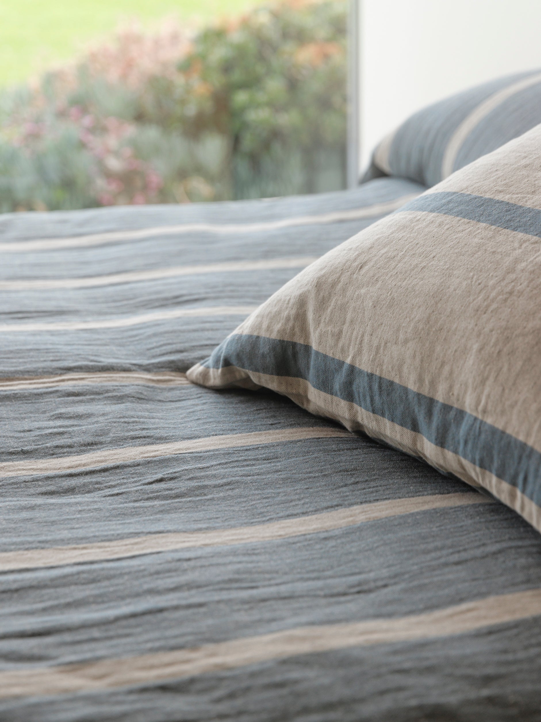 Carnival Euro Cushion Natural/Air Force Blue / European Pillowcase