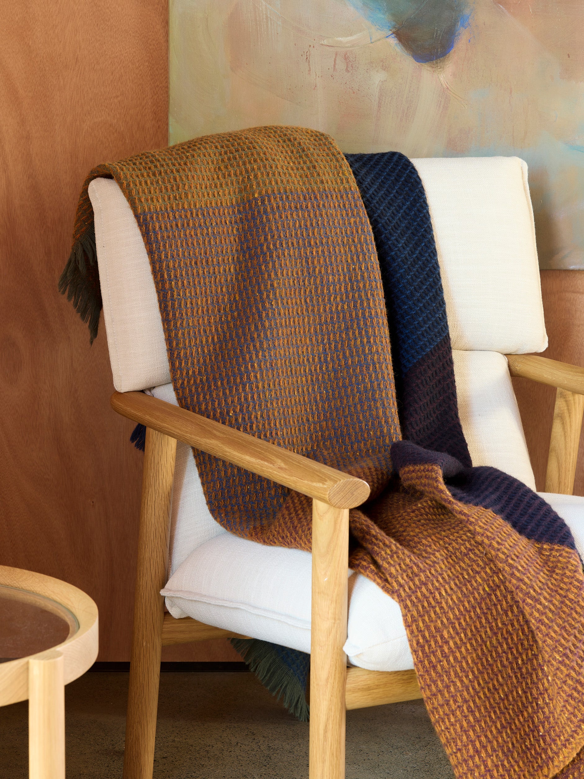 Waffle Wool Blanket Multi / 59.05"L x 70.86"W
