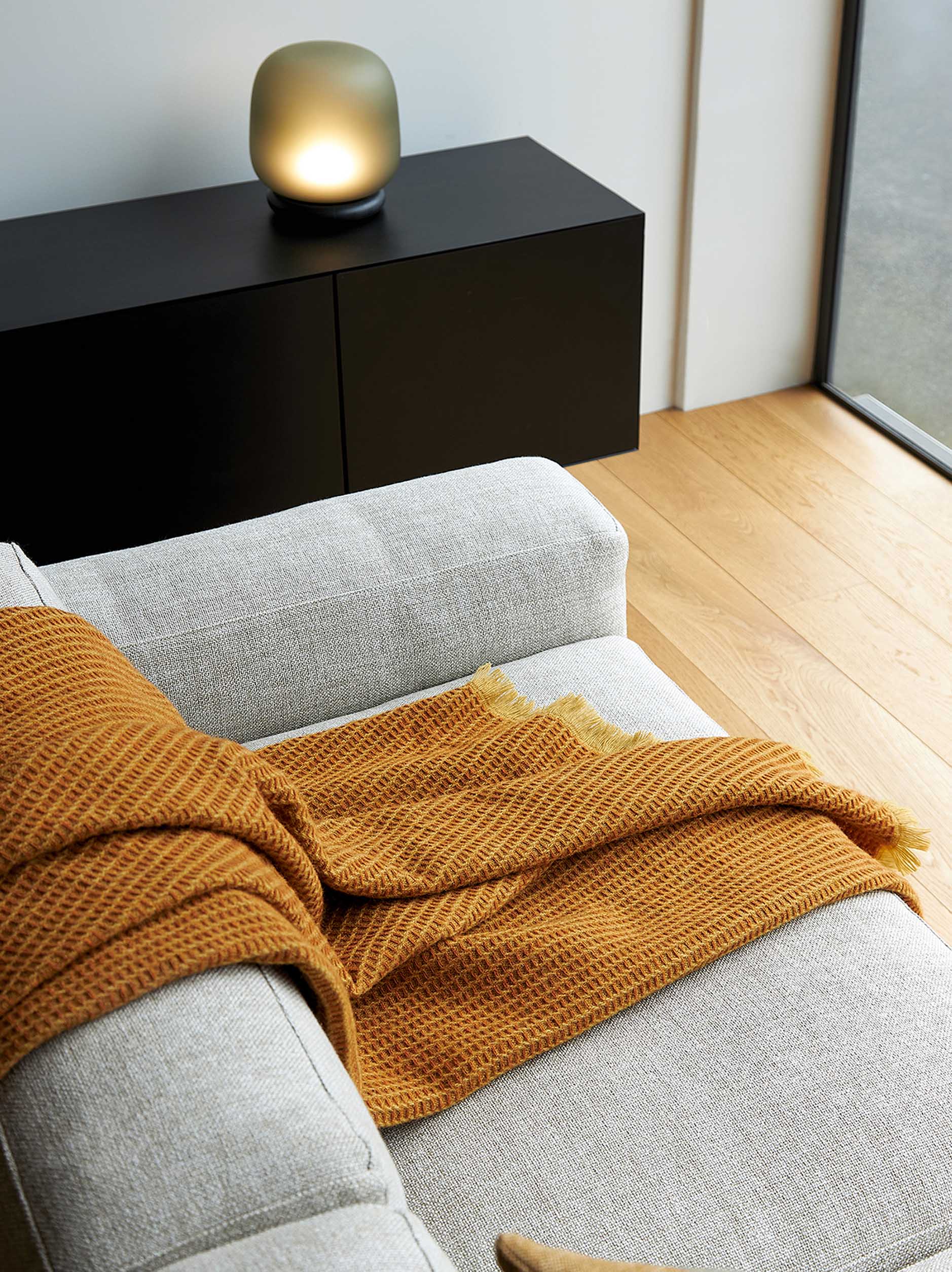 Waffle Wool Blanket Honey/Orange Peel / 59.05"L x 70.86"W