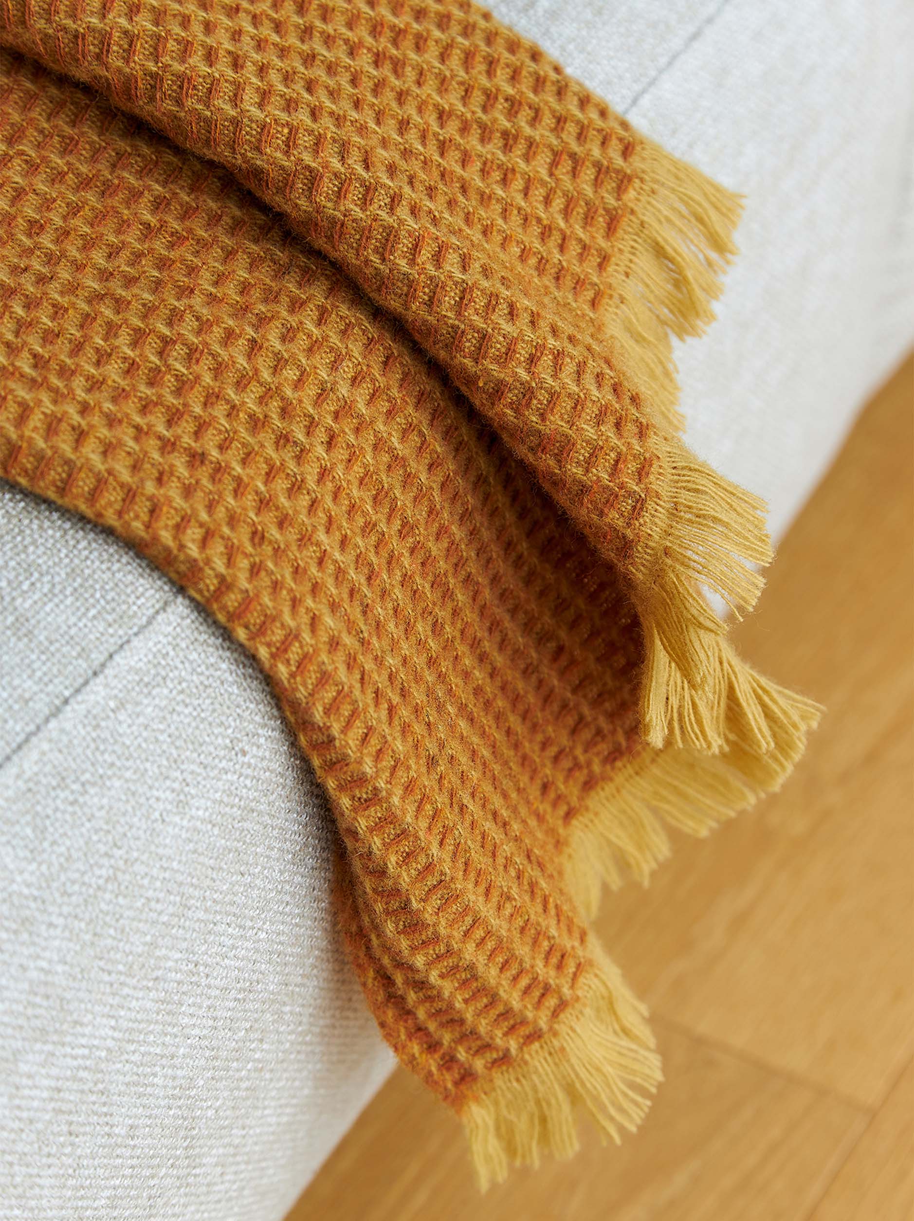 Waffle Wool Blanket Honey/Orange Peel / 59.05"L x 70.86"W