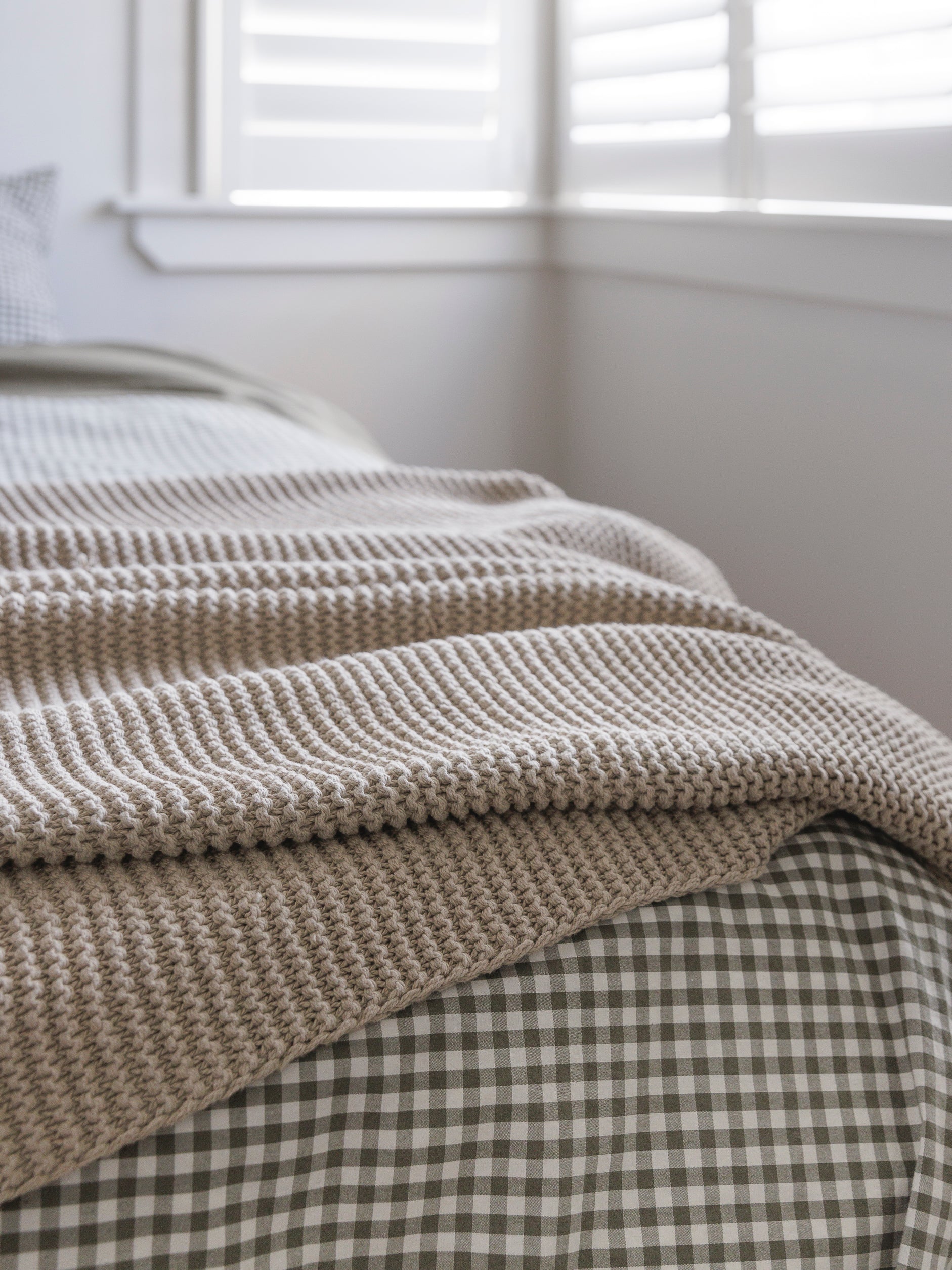 Purl Knit Throw Beige / 55.11"L x 70.86"W