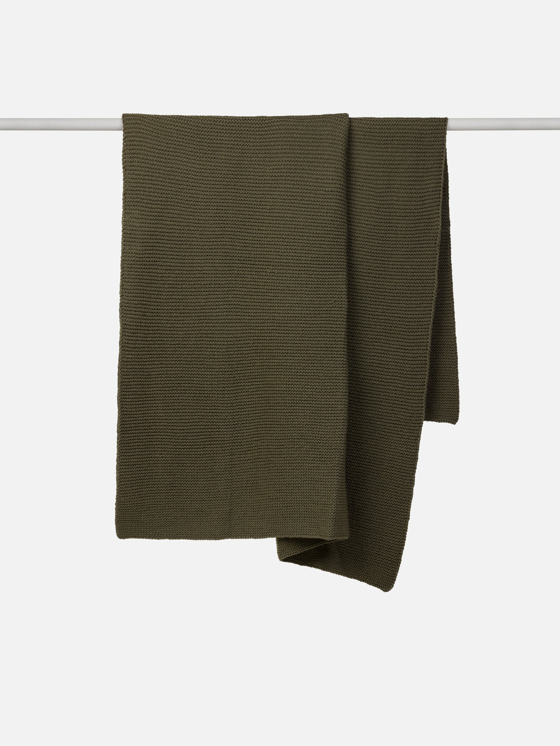 Wool Purl Knit Throw Olive / 55.11"L x 70.86"W
