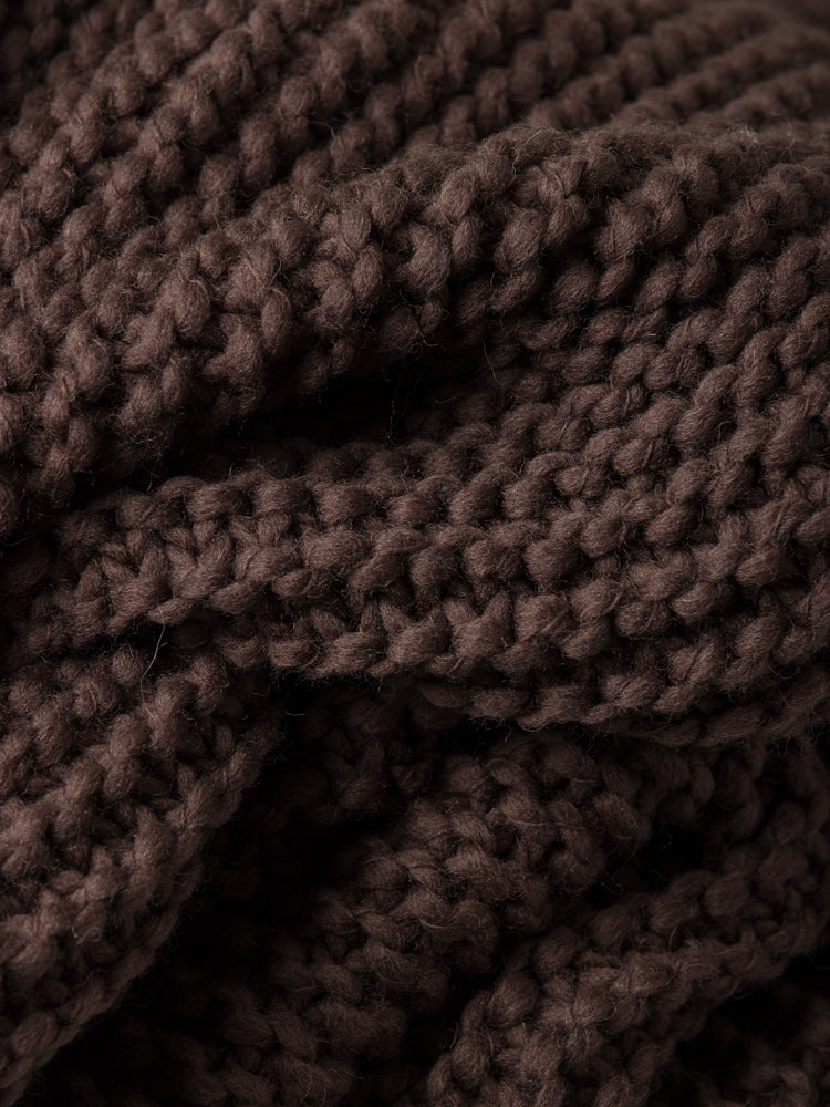 Wool Purl Knit Throw Cocoa Cocoa / 55.11"L x 70.86"W
