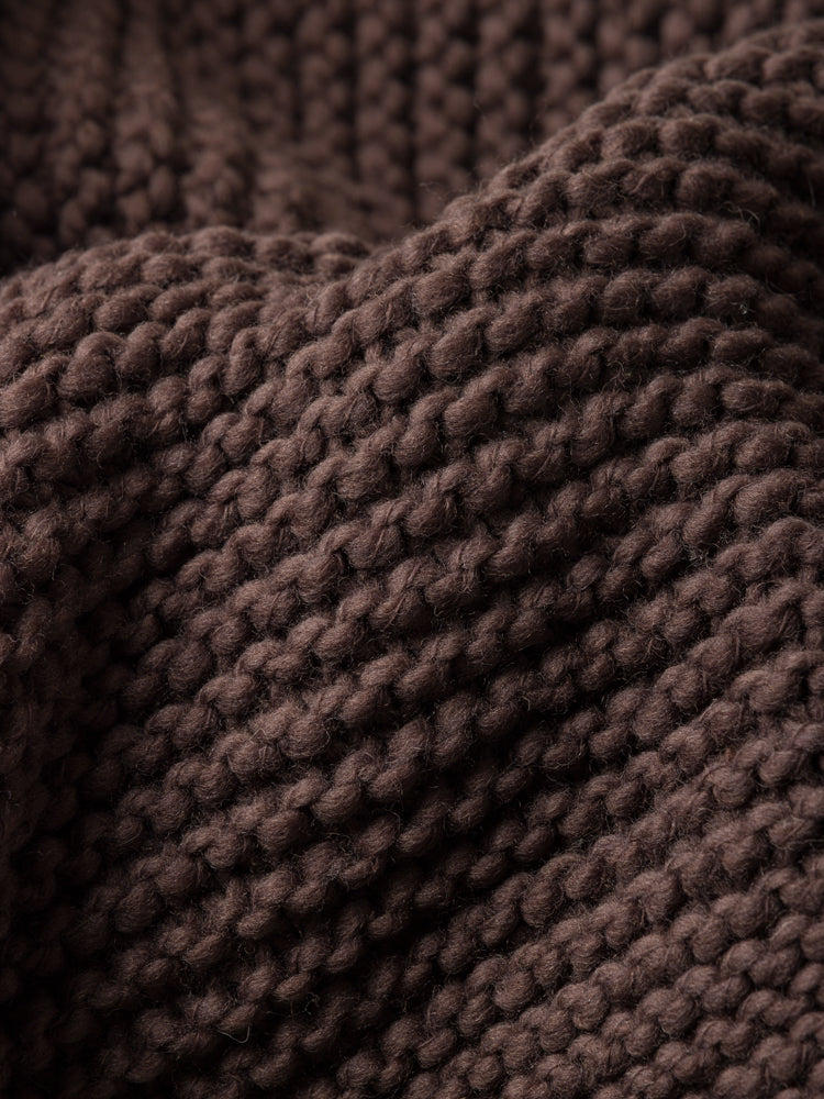 Wool Purl Knit Throw Cocoa Cocoa / 55.11"L x 70.86"W