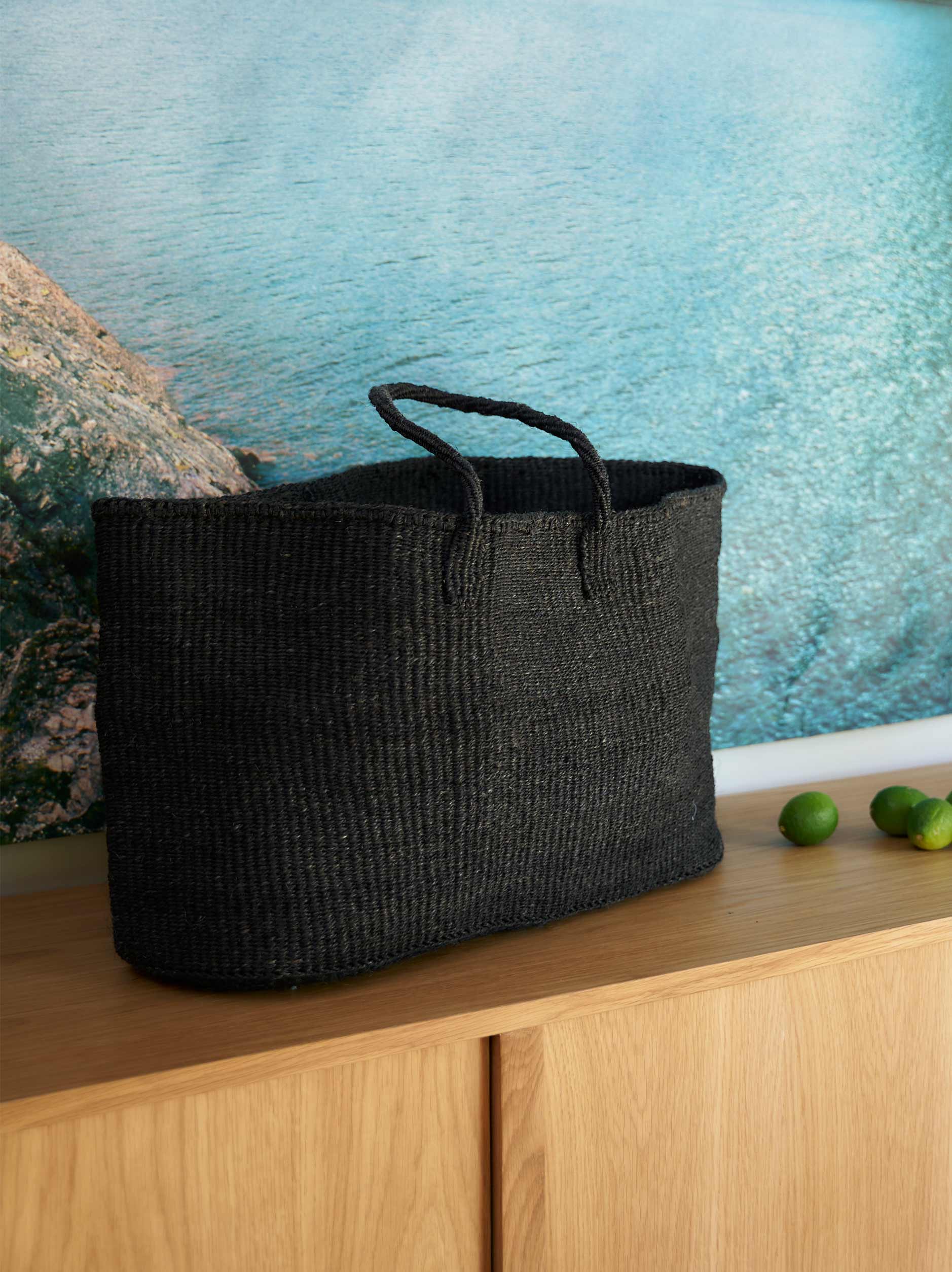 Sisal Oval Basket Charcoal / One Size