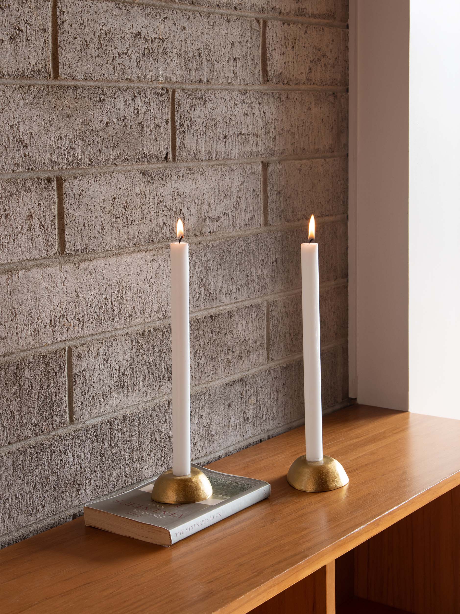 Pebble Candle Holder Brass / 3.74"dia. x 2.16"H