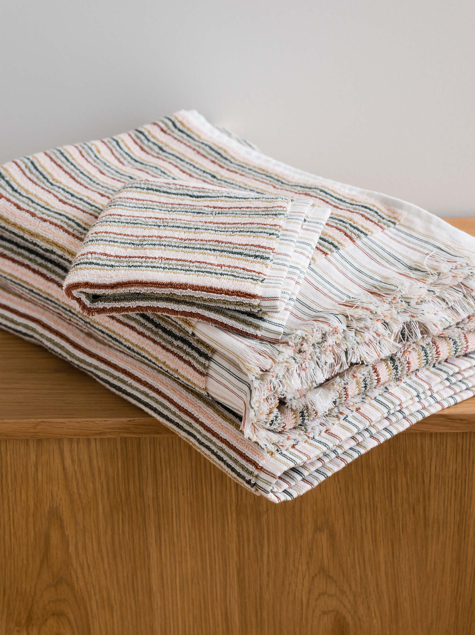 Alice Cotton Bath Towel Range Moss/Multi / Face Cloth