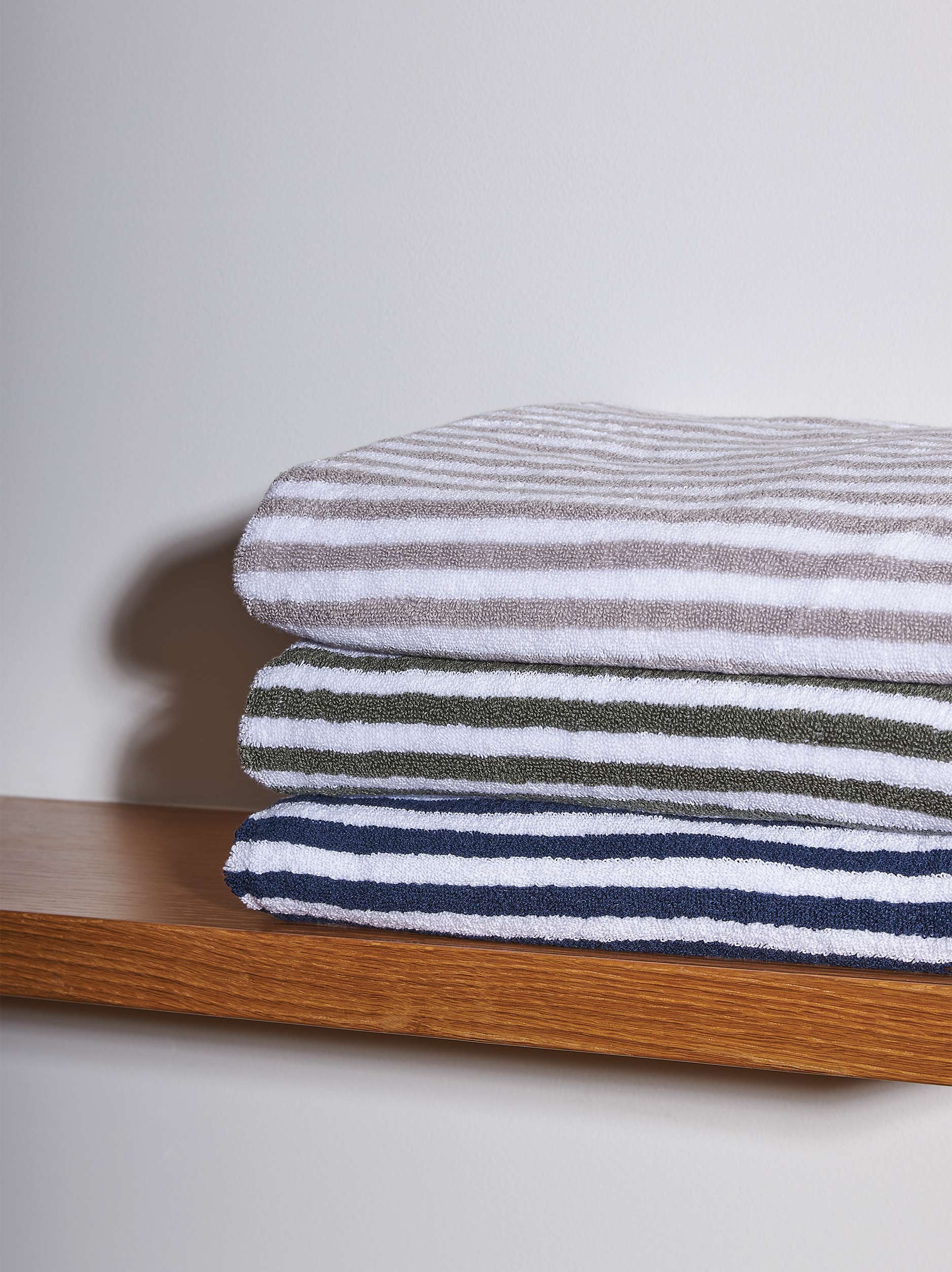 Wide Stripe Cotton Face Cloth Grey/White / Face Cloth