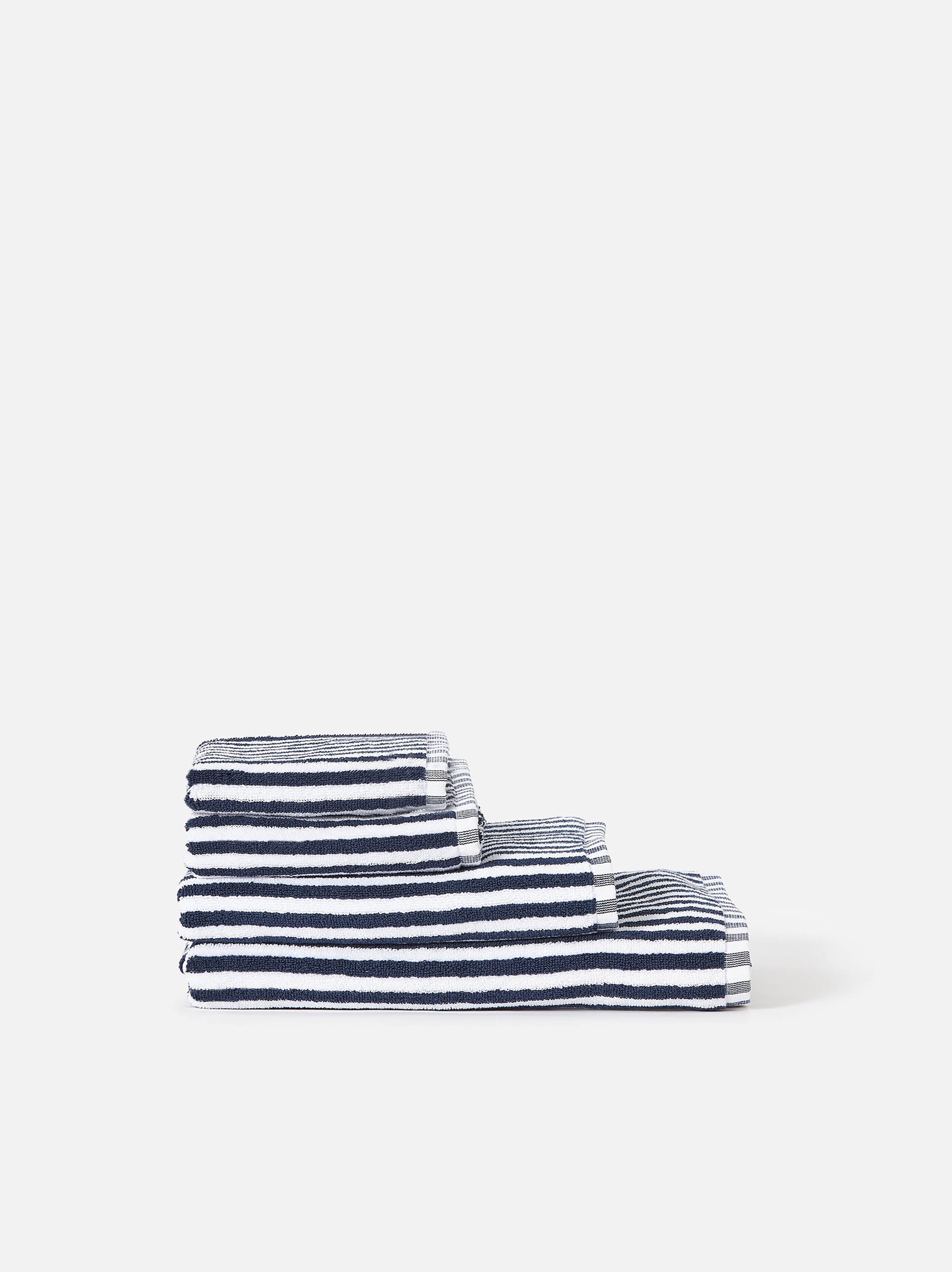 Wide Stripe Cotton Bath Mat Navy/White / Bath Mat