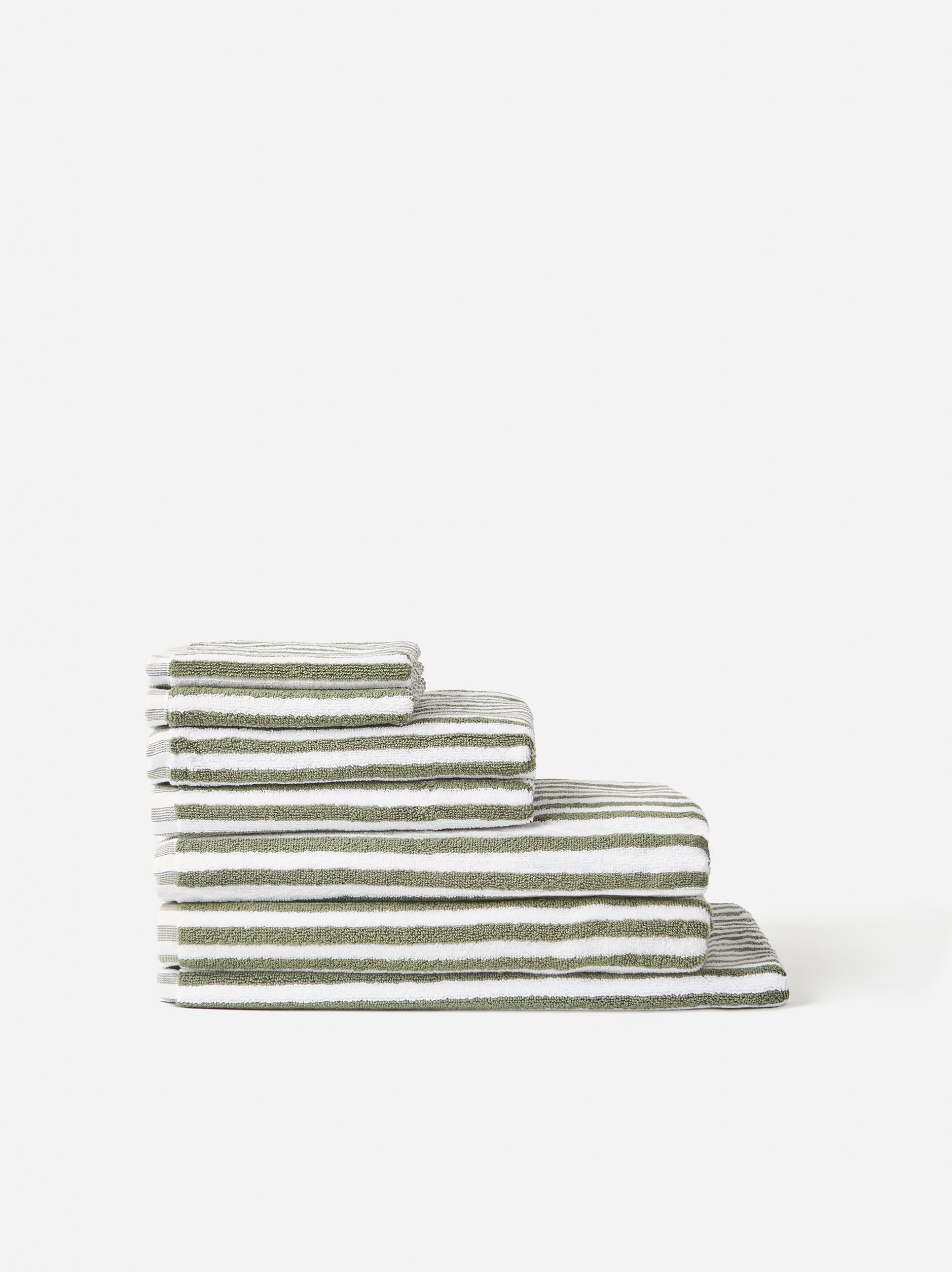 Wide Stripe Cotton Bath Mat Olive/White / Bath Mat