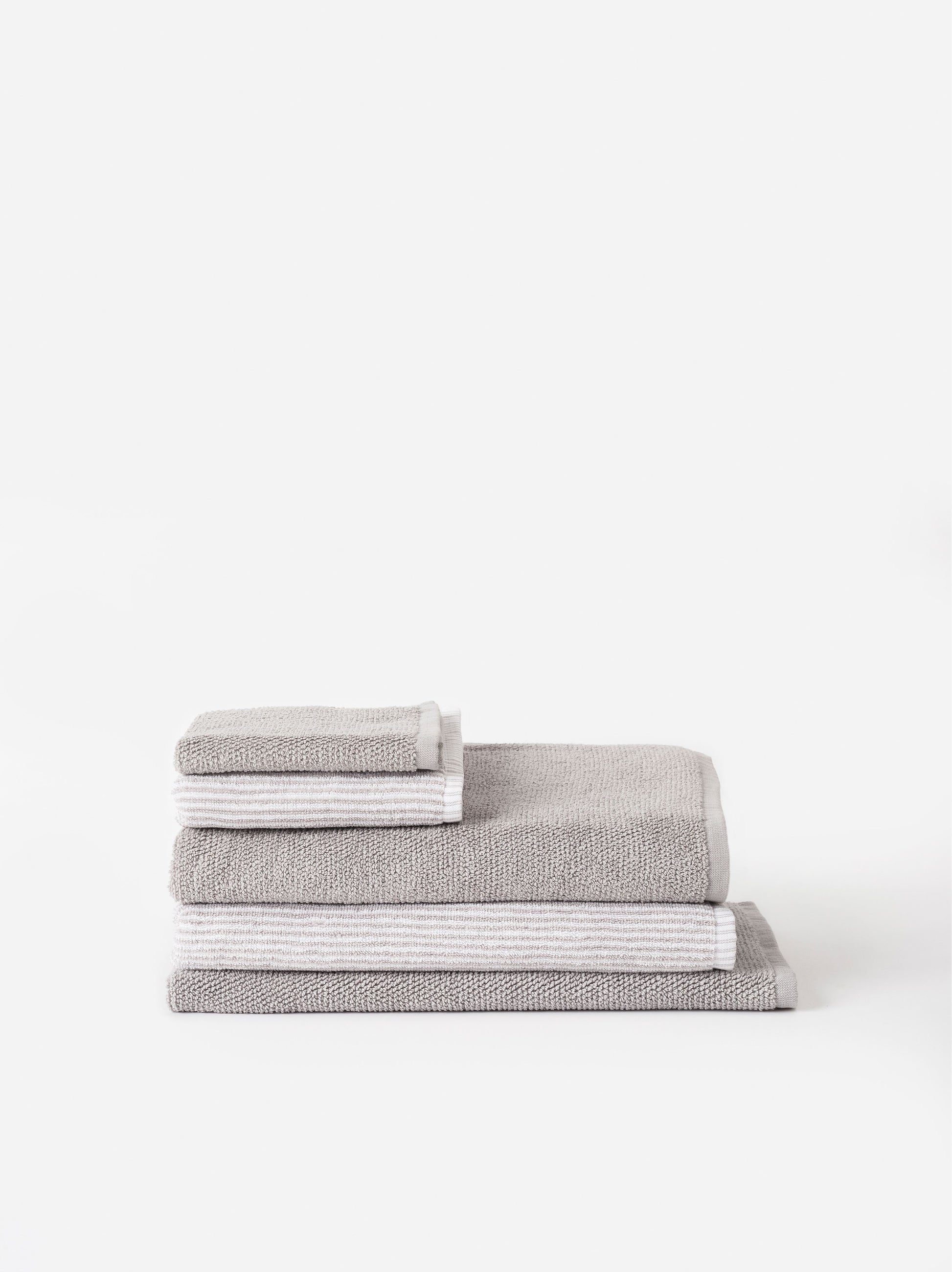 Stripe Cotton Bath Towel Grey/White / Bath Towel