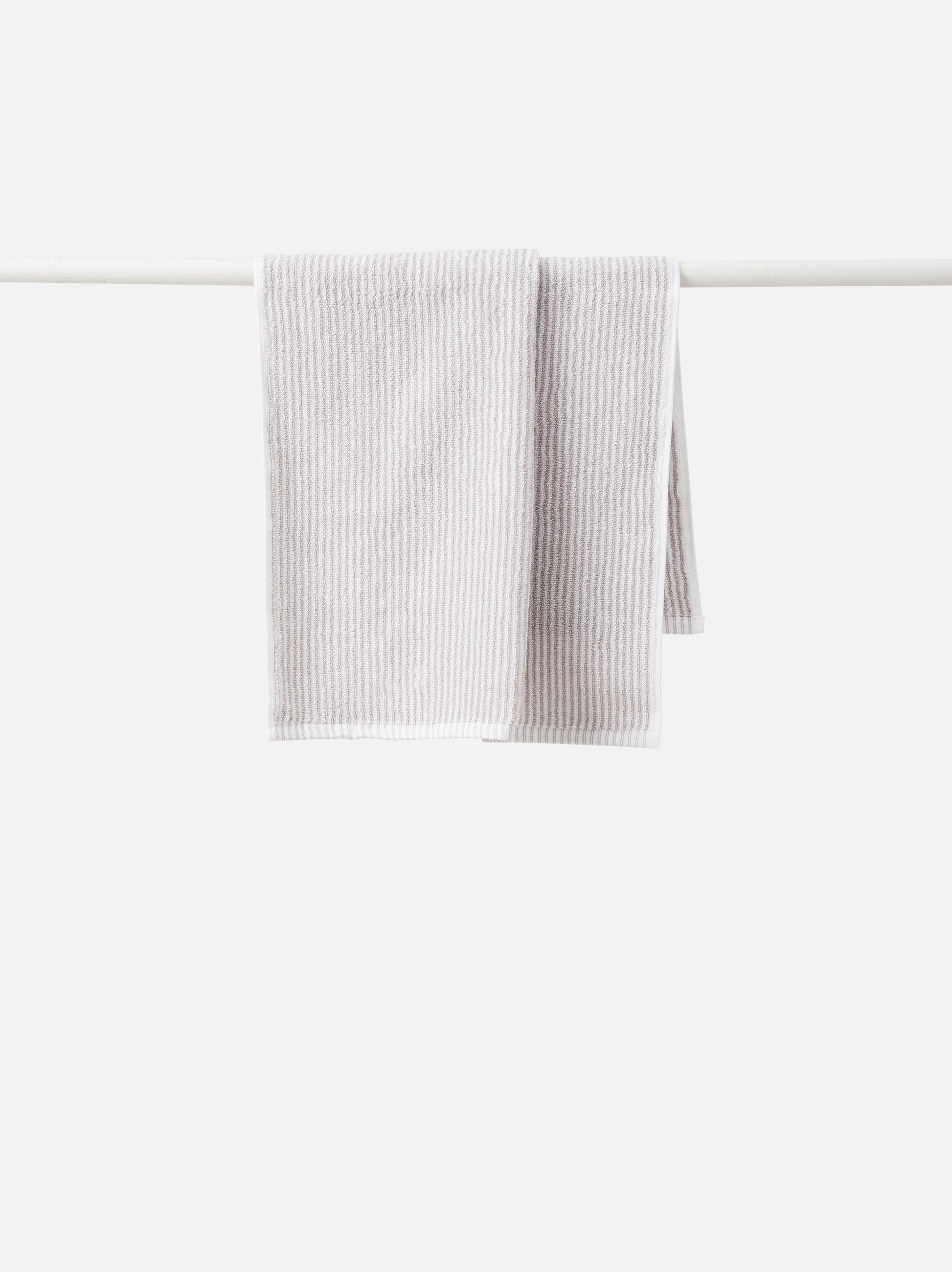 Stripe Cotton Hand Towel Grey/White / Hand Towel
