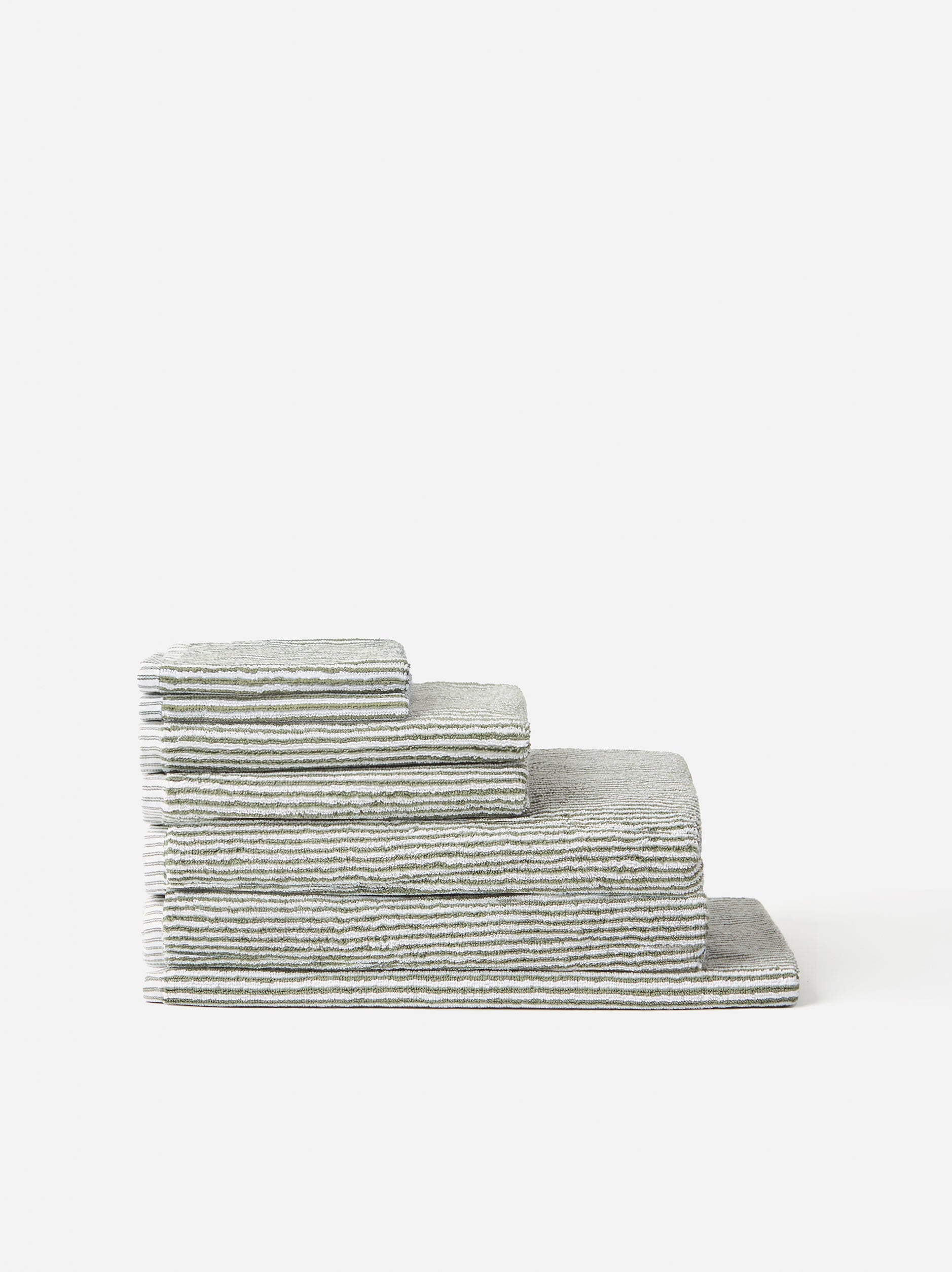 Stripe Cotton Bath Towel Olive/White / Bath Towel