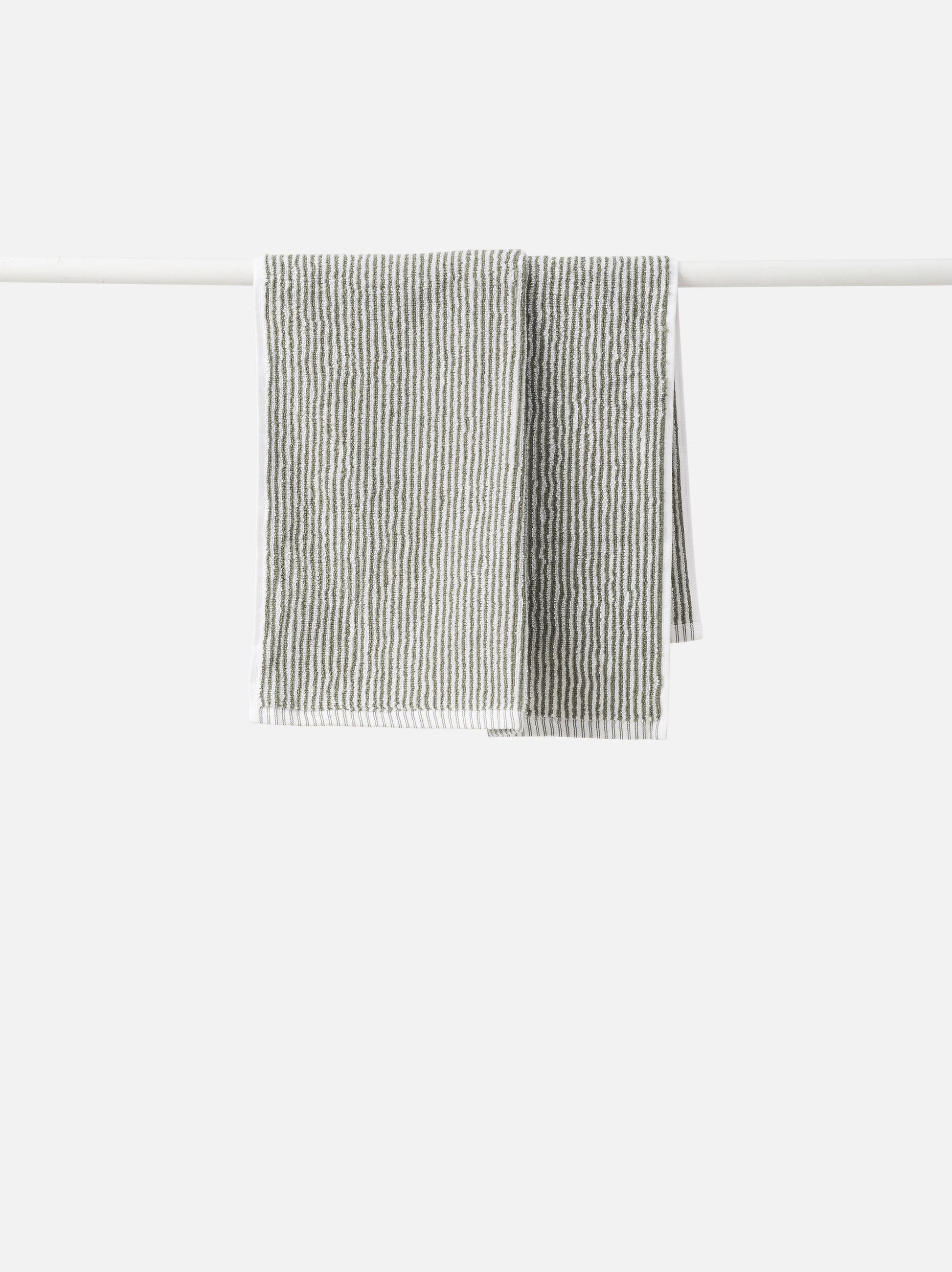 Stripe Cotton Hand Towel Olive/White / Hand Towel
