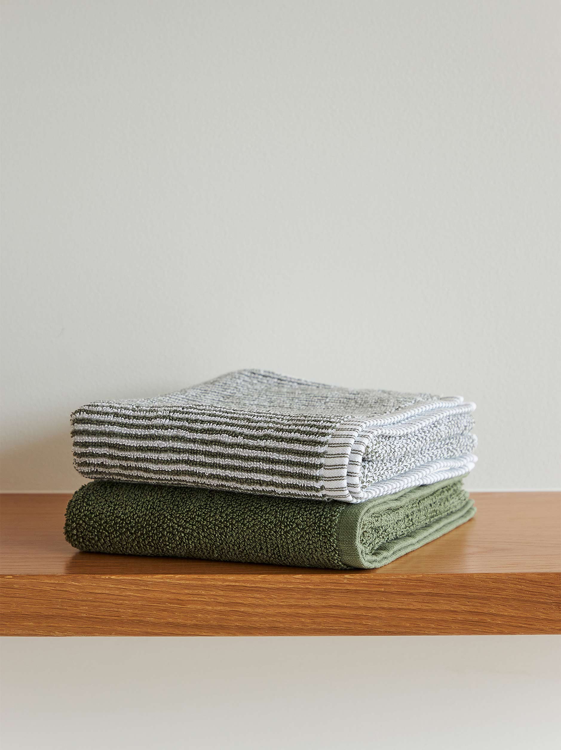 Stripe Cotton Towel Bundle Olive/White - Stripe / Towel Bundle