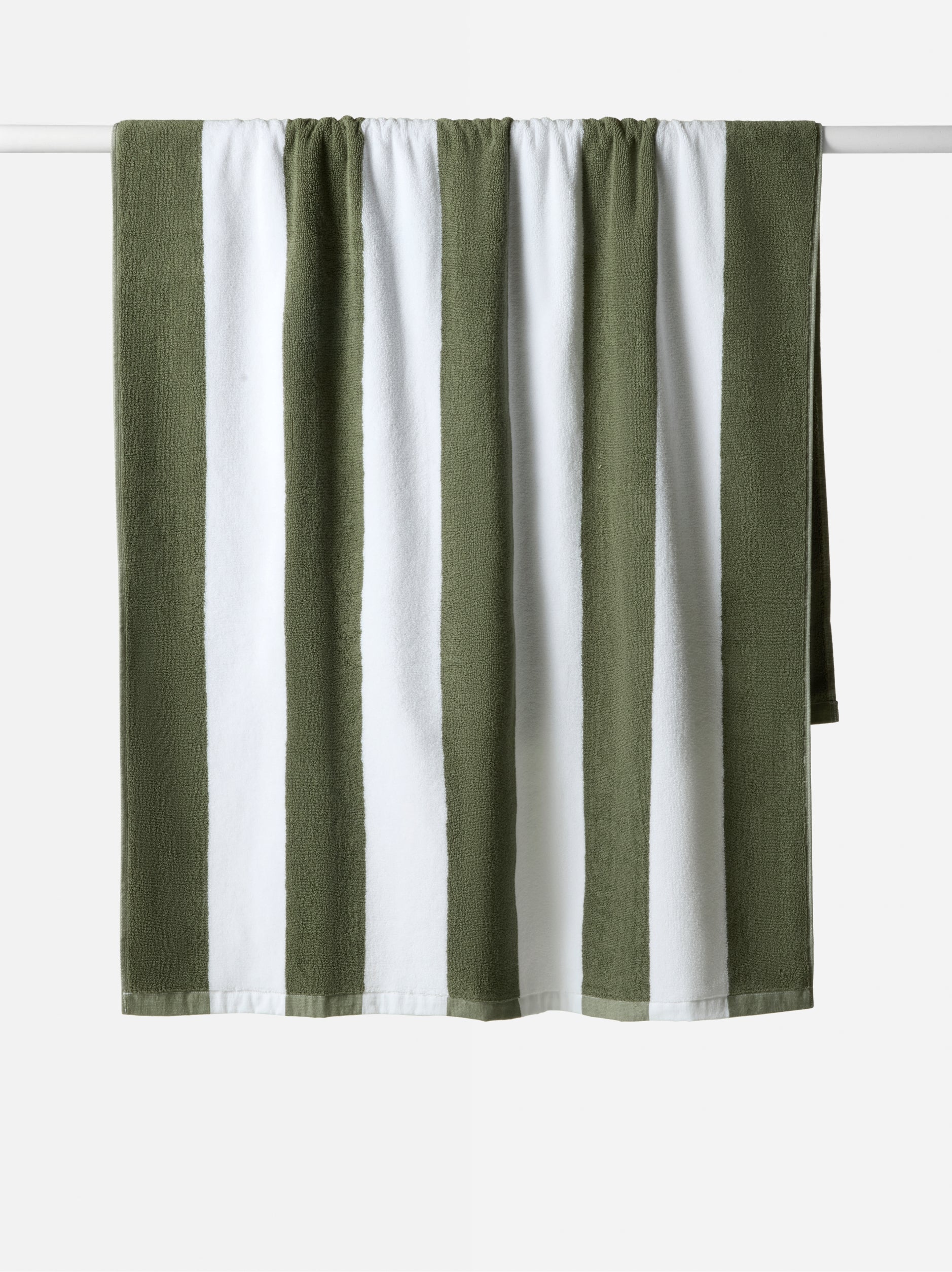 Stripe Beach Towel Olive/White / 35.43" x 66.92"