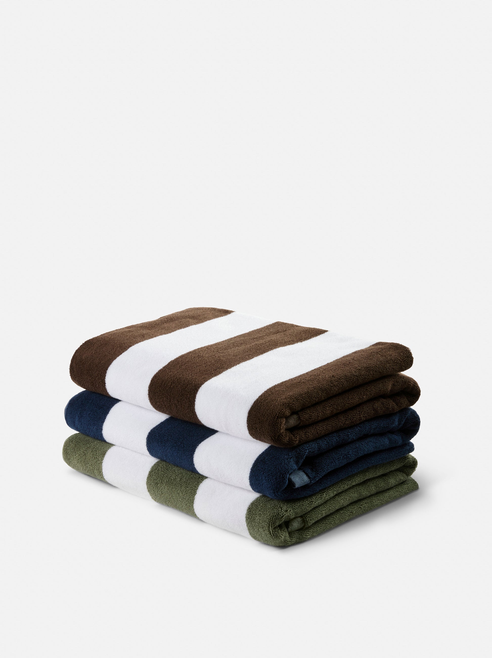 Stripe Beach Towel Olive/White / 35.43" x 66.92"