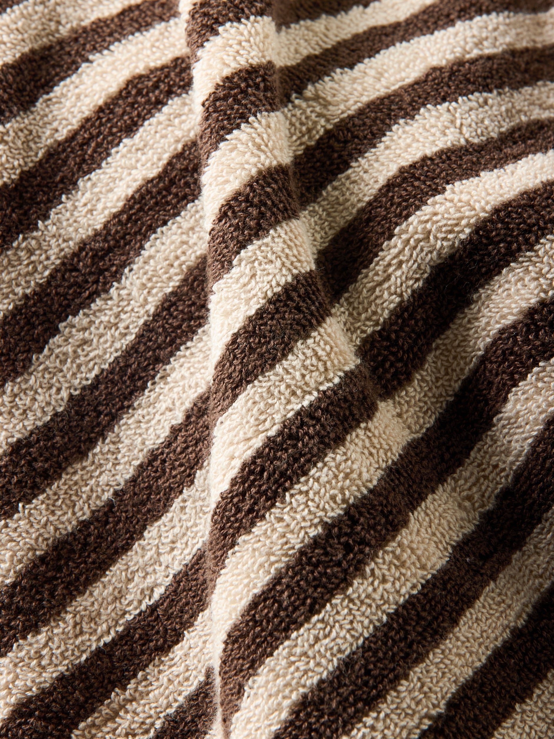 Wide Stripe Cotton Face Cloth Cocoa/Bone / Face Cloth