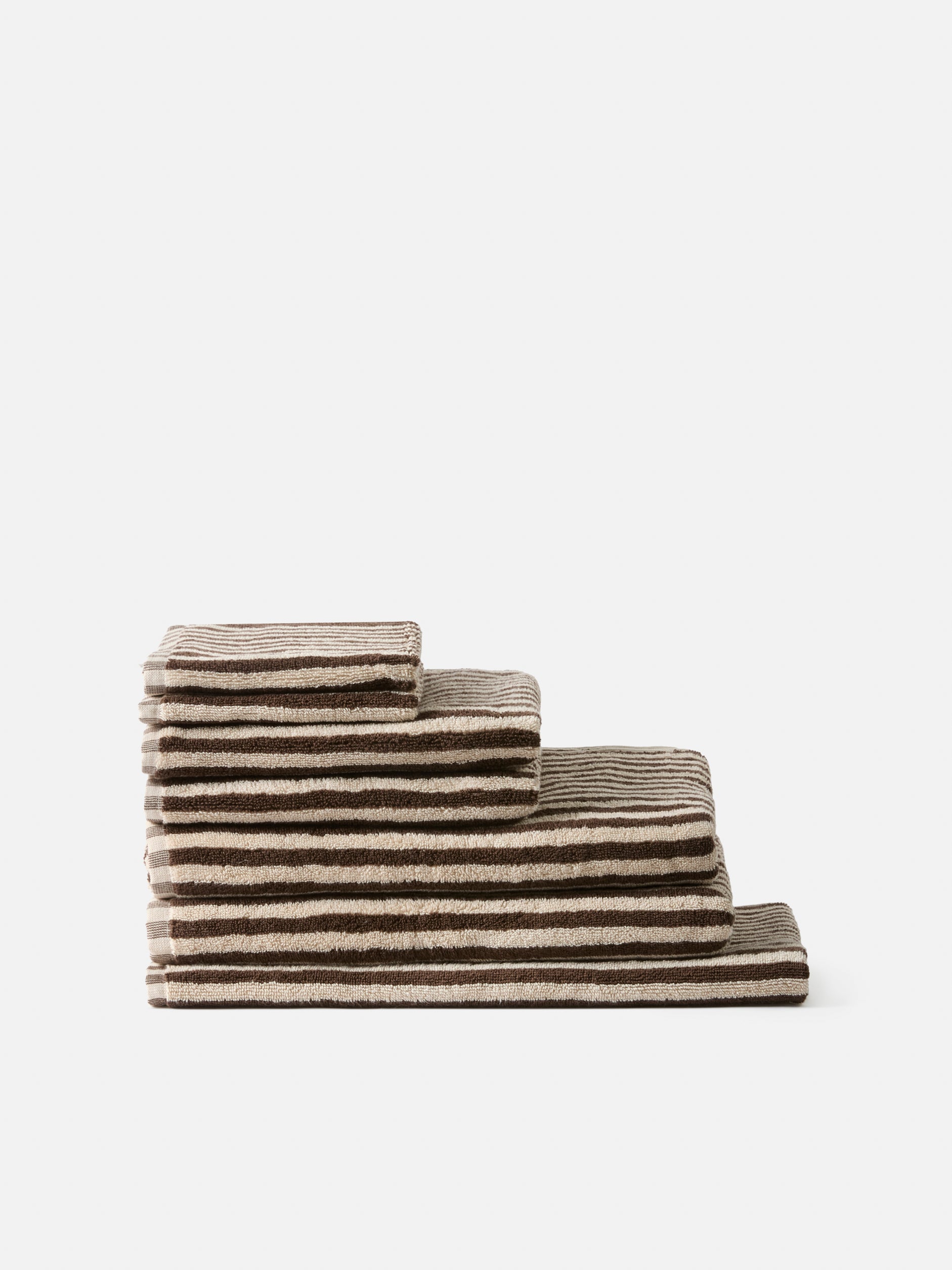 Wide Stripe Cotton Hand Towel Cocoa/Bone / Hand Towel