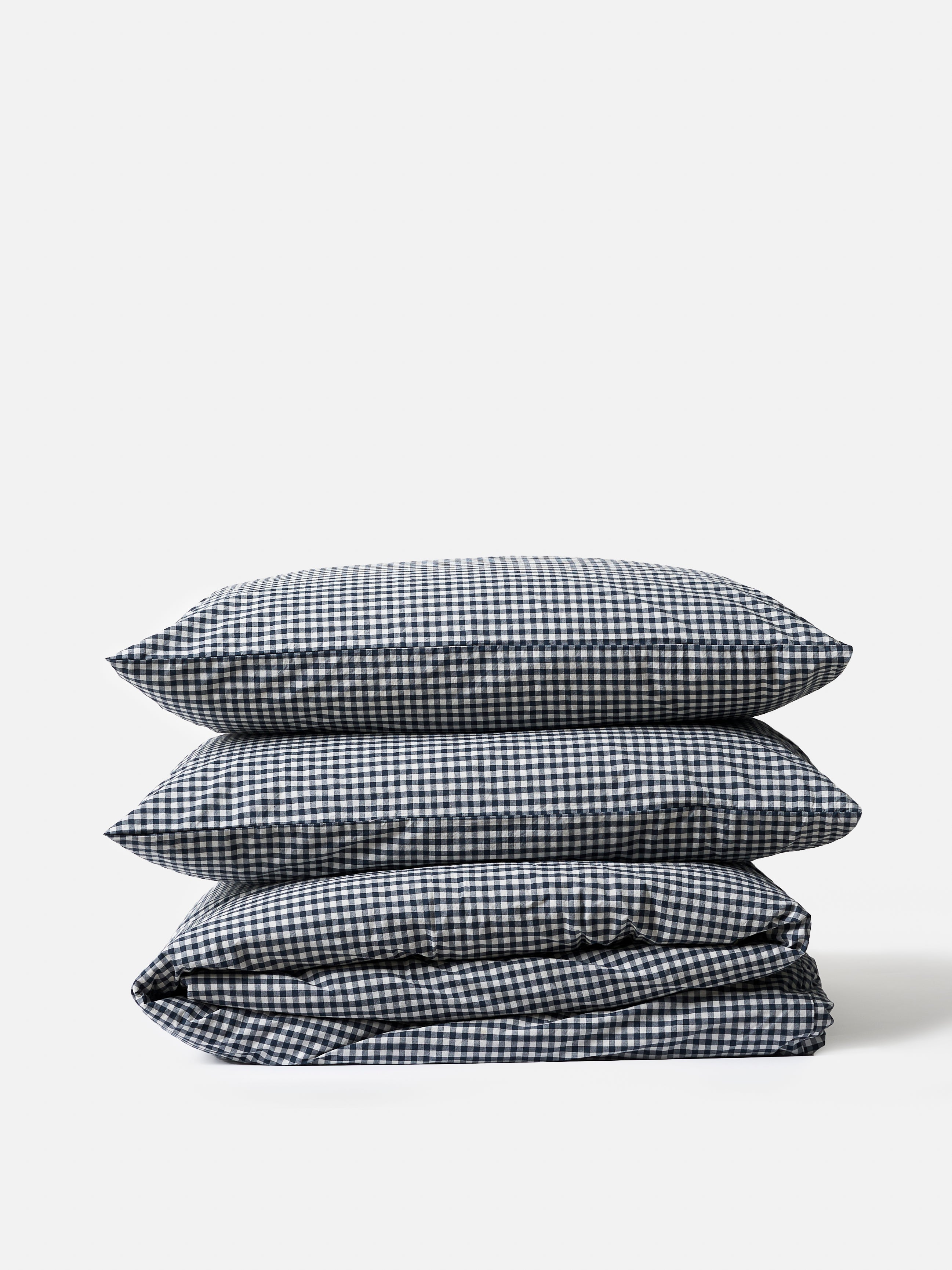 Gingham Organic Cotton Duvet Navy / US Californian King