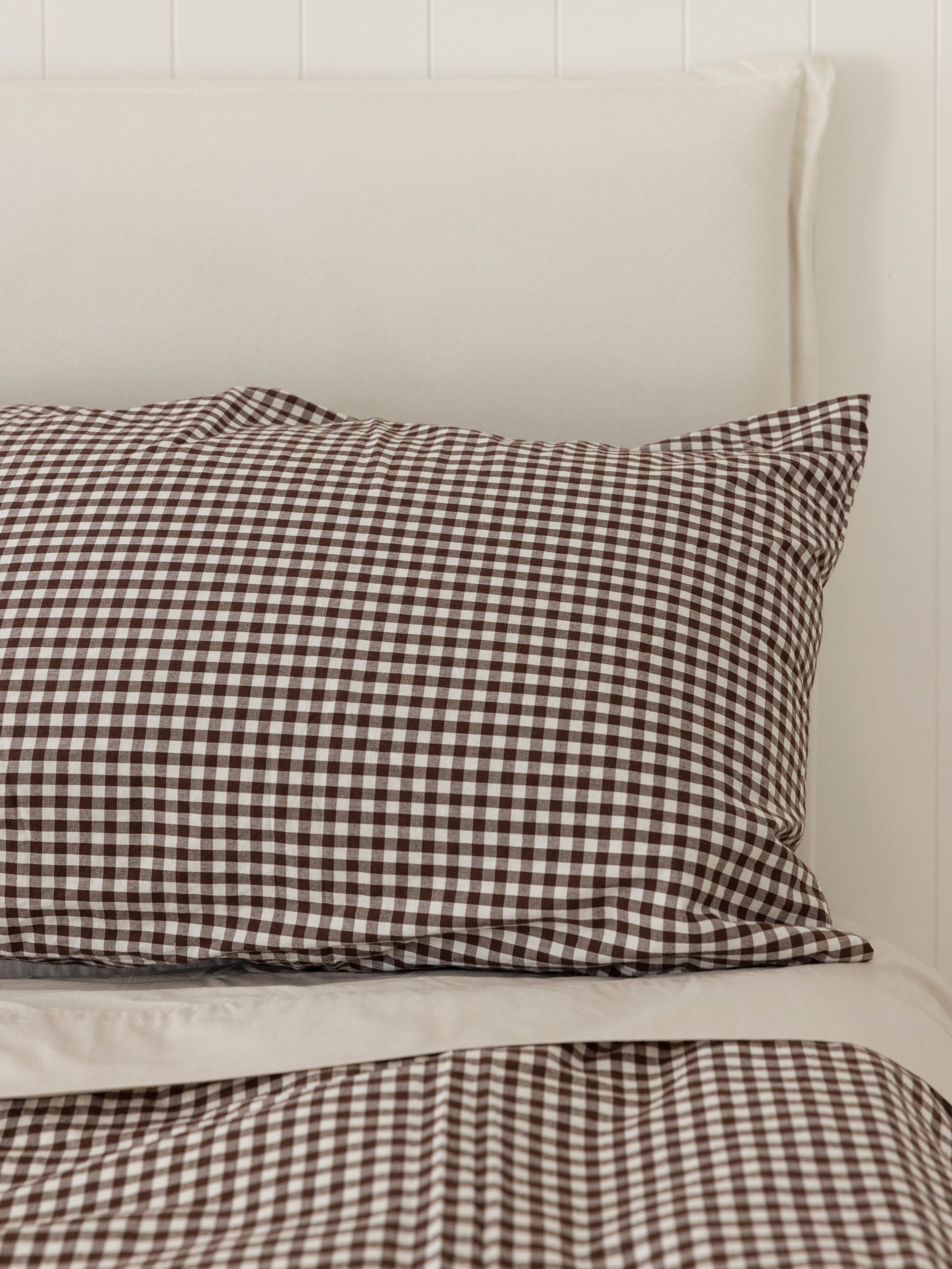 Gingham Organic Cotton King Pillowcase Pair Cocoa / King Pillowcase Pair
