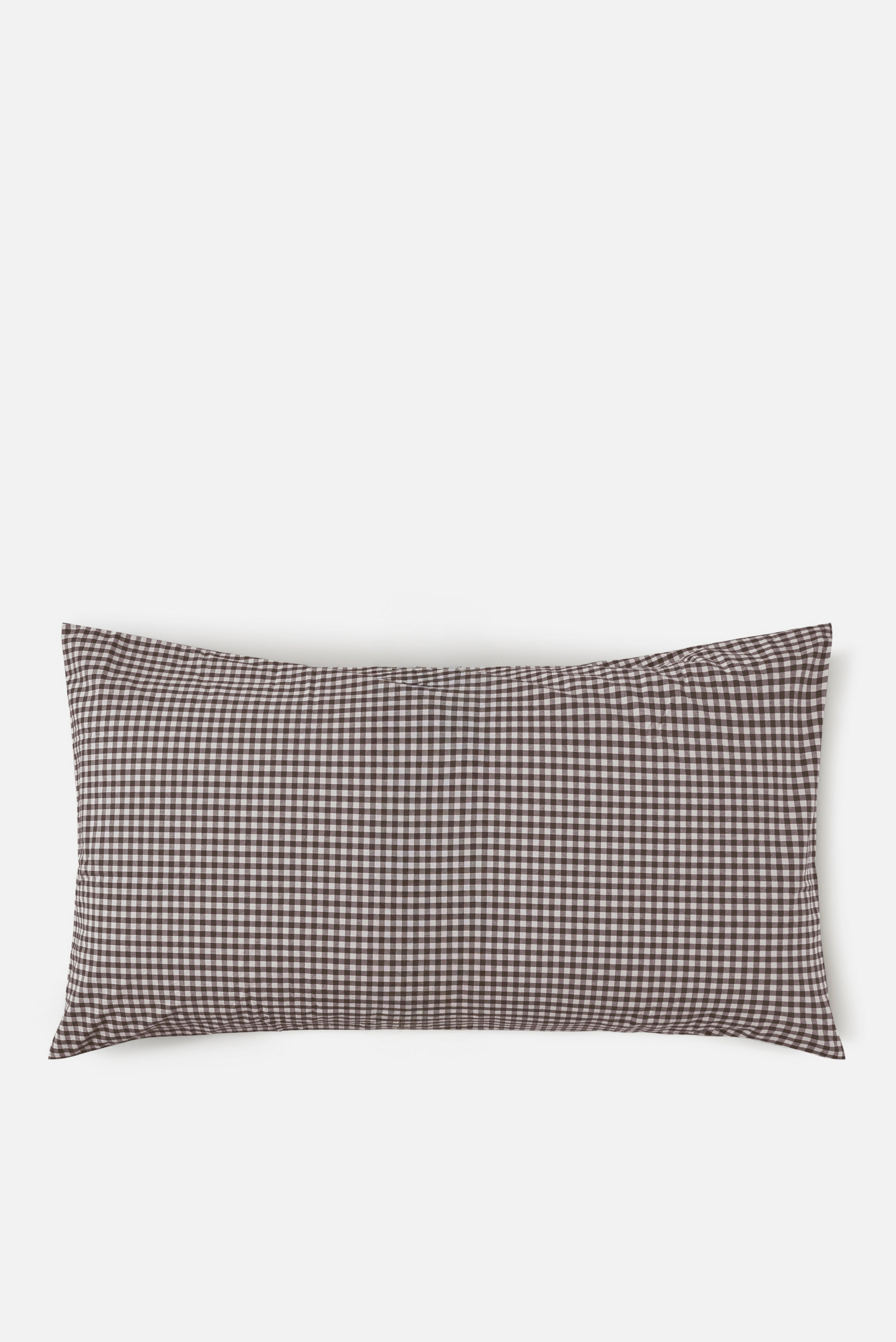 Gingham Organic Cotton Lodge Pillowcase Pair Cocoa / Lodge Pillowcase Pair