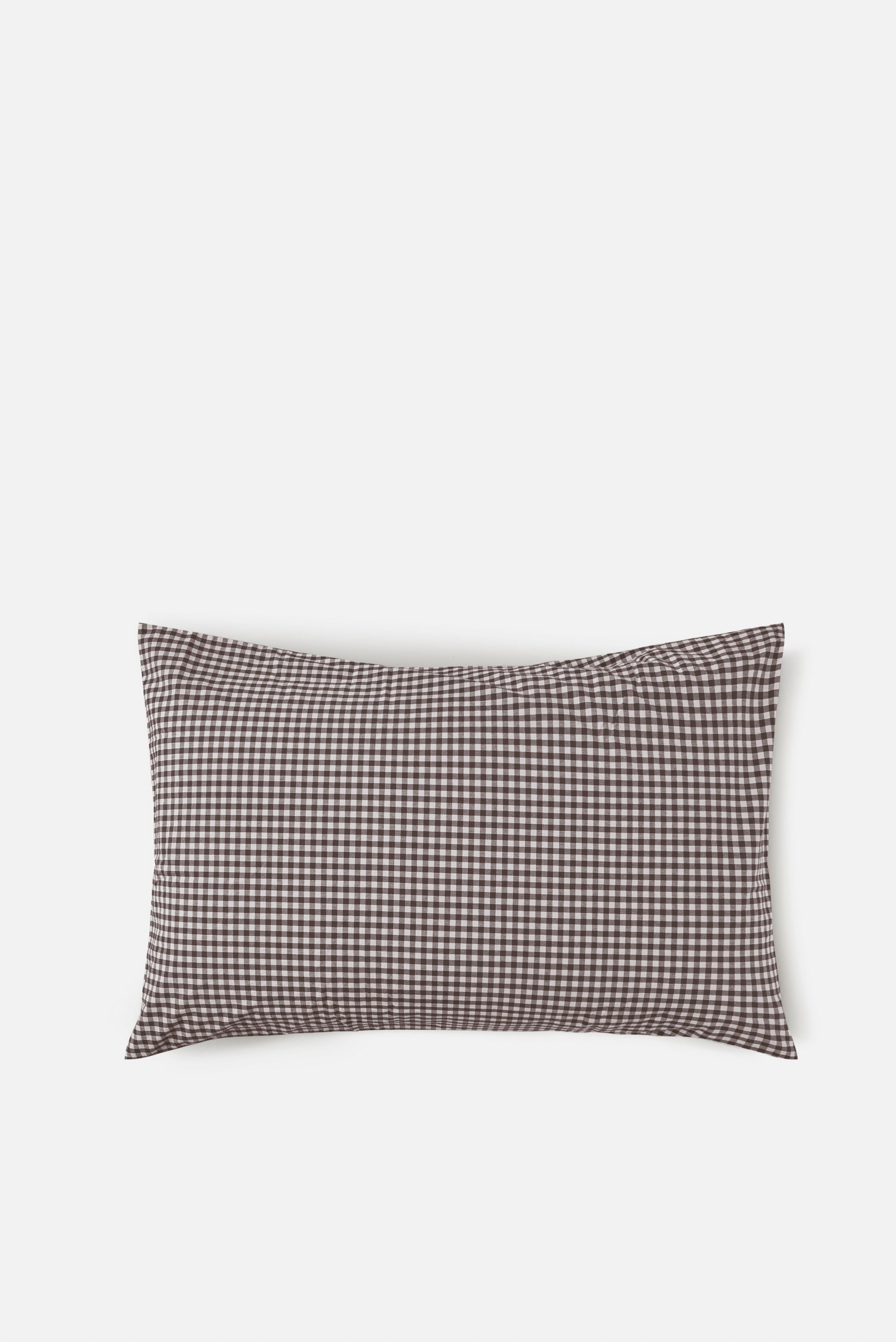 Gingham Organic Cotton Pillowcase Pair Cocoa / Pillowcase Pair