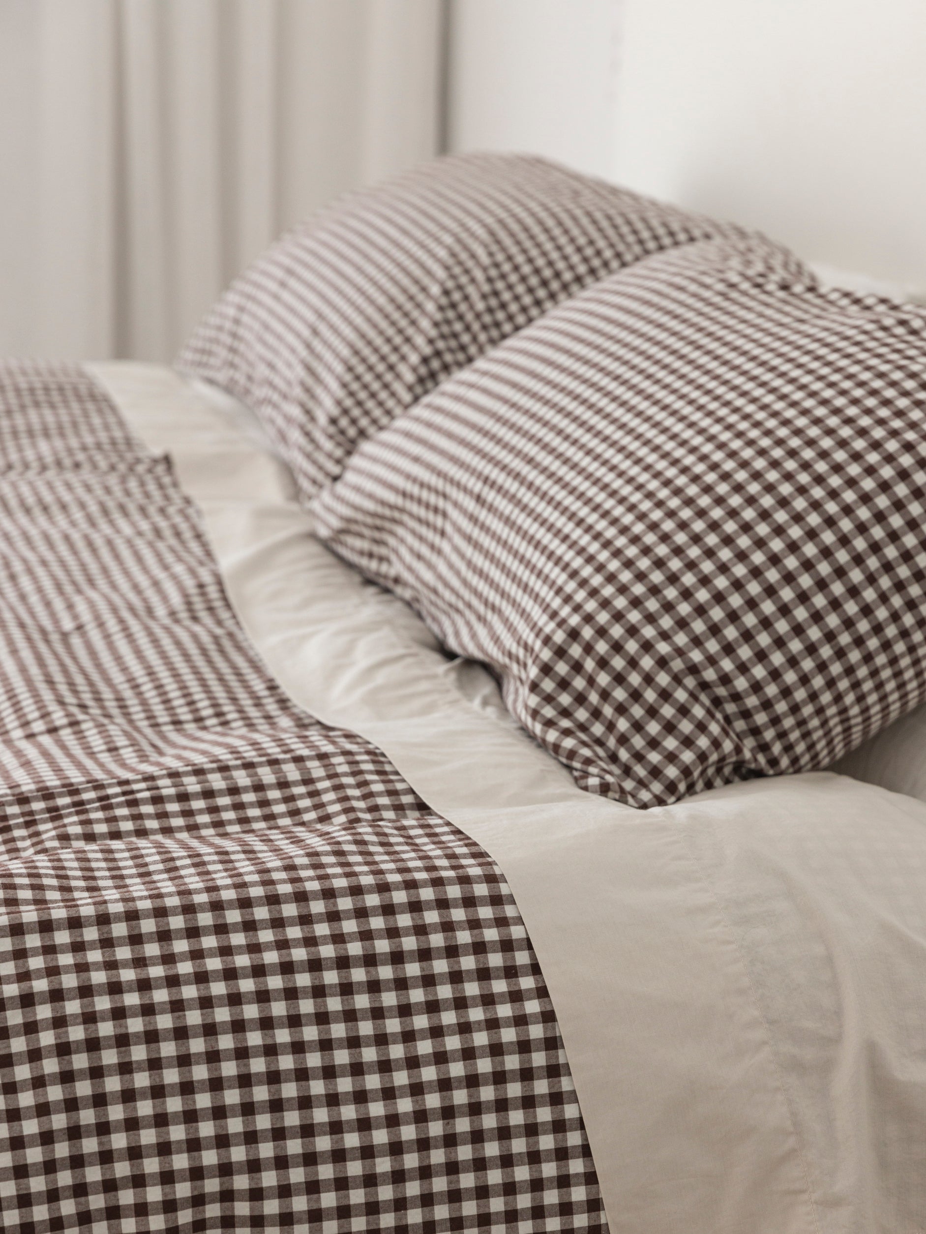 Gingham Organic Cotton Duvet Cocoa / US Twin