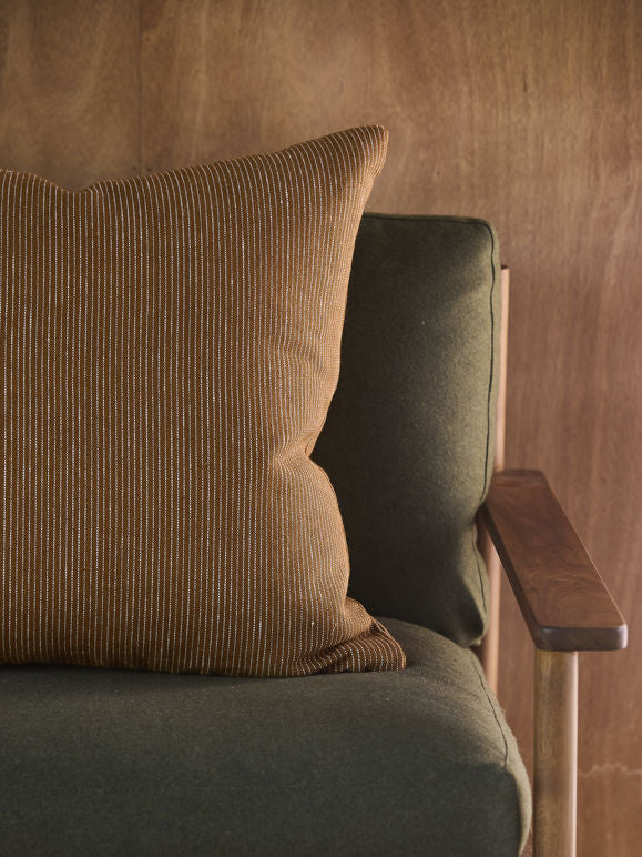 Fine Striped Linen Cushion Cover Orange Peel / 21.65" x 21.65"